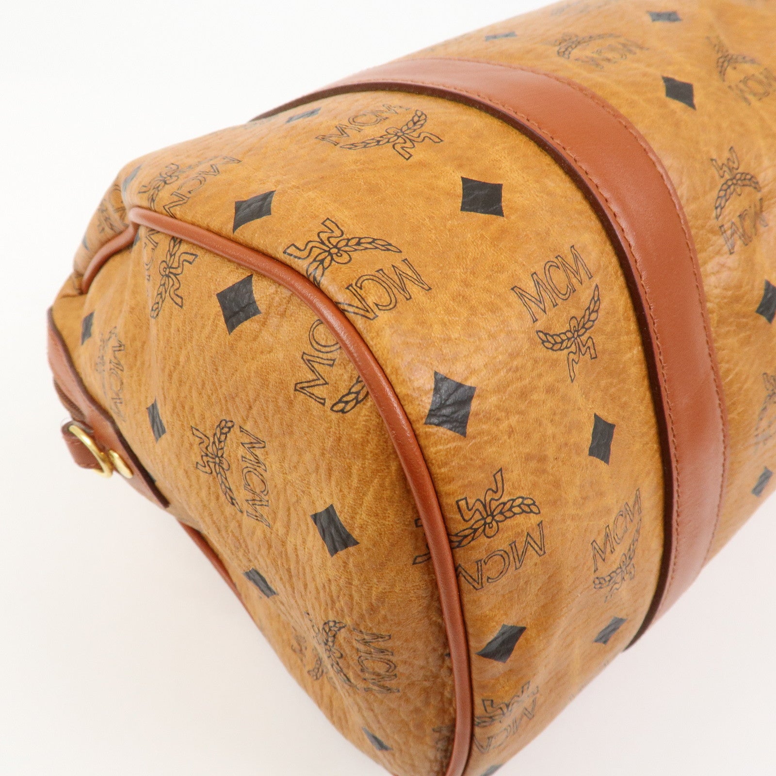 MCM Visetos Logo Leather 2WAY Bag Hand Bag Shoulder Bag Brown