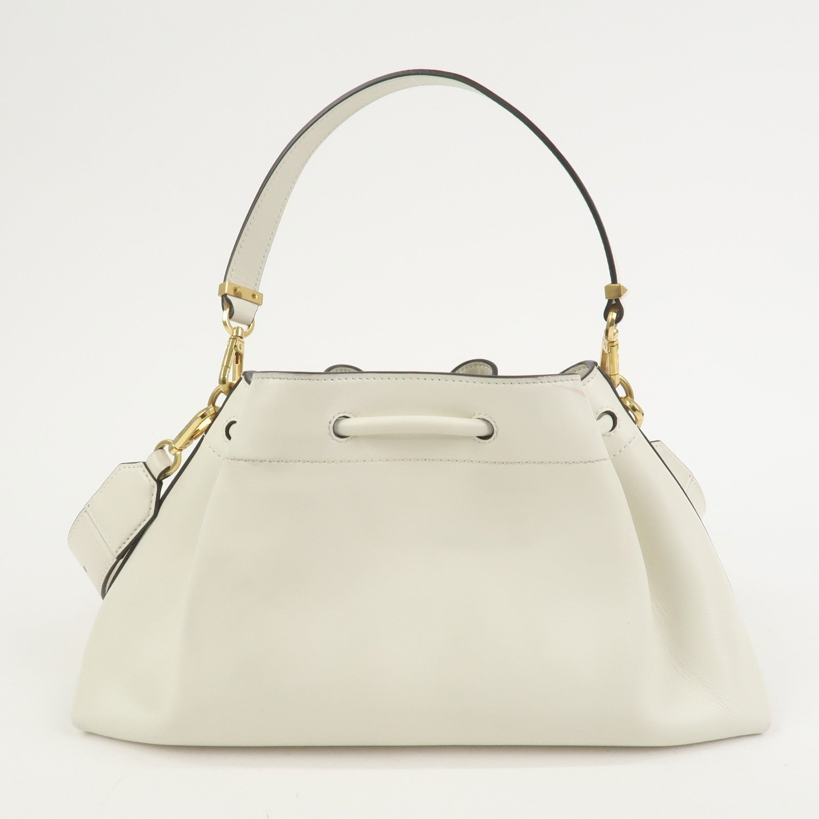 JIMMY CHOO Cinch Calf Leather Medium 2Way Hand Shoulder Bag Ivory