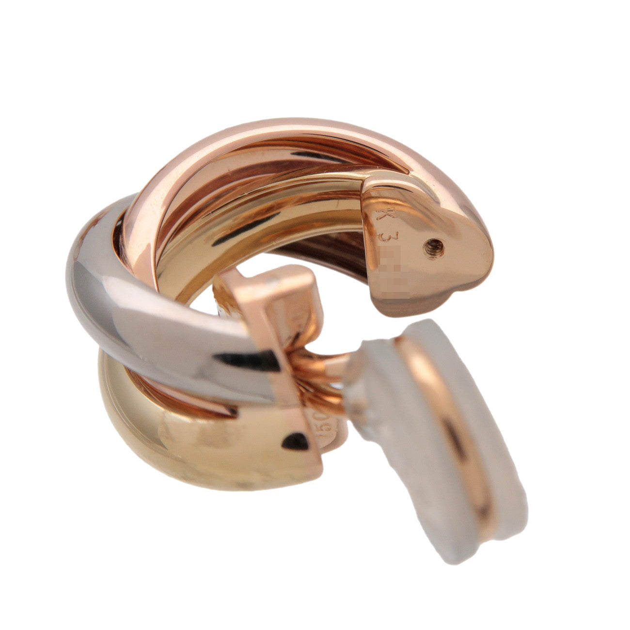 Cartier Trinity Clip On Earrings K18 750 Yellow Rose White Gold