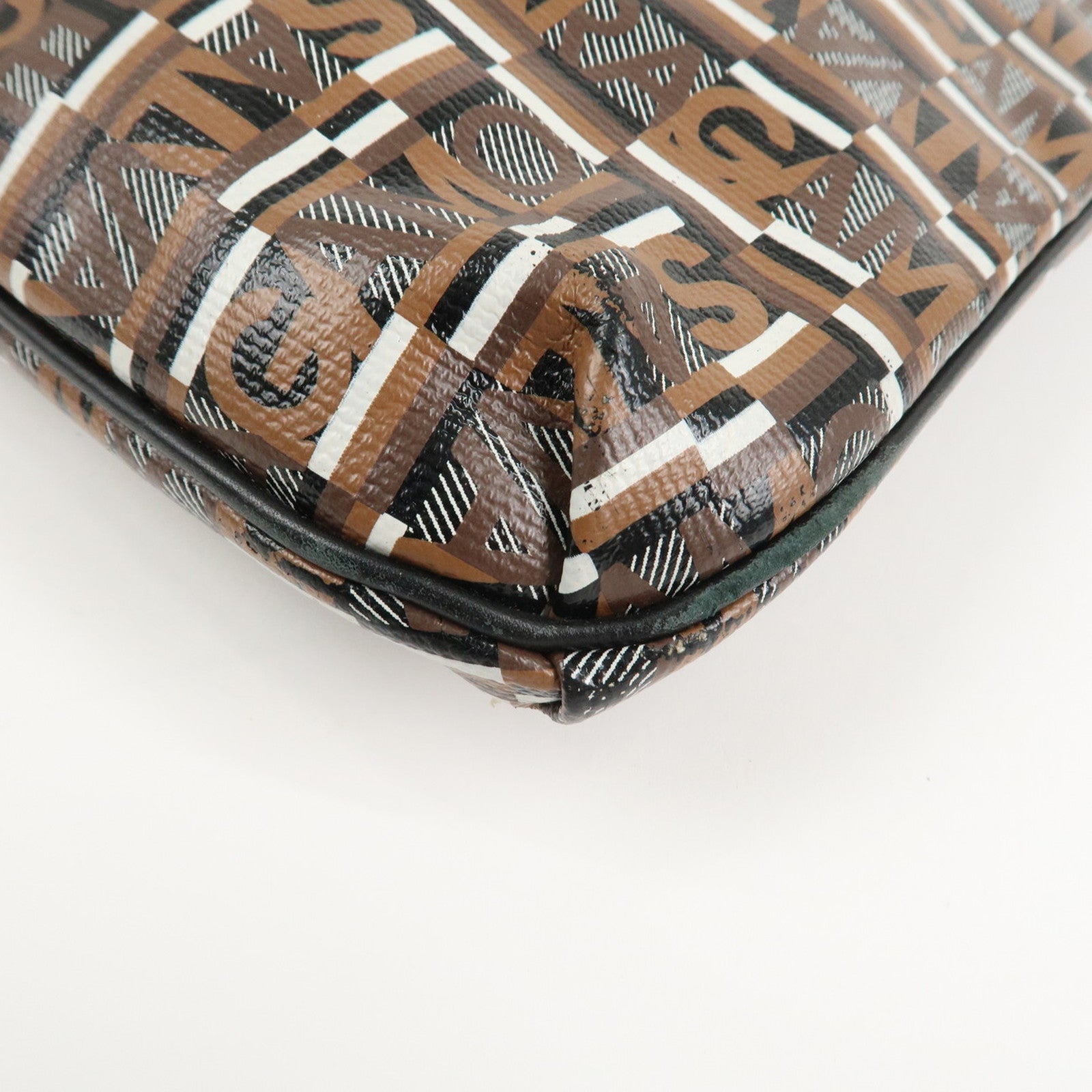 Ferragamo Leather PVC Shoulder Bag Black Brown White