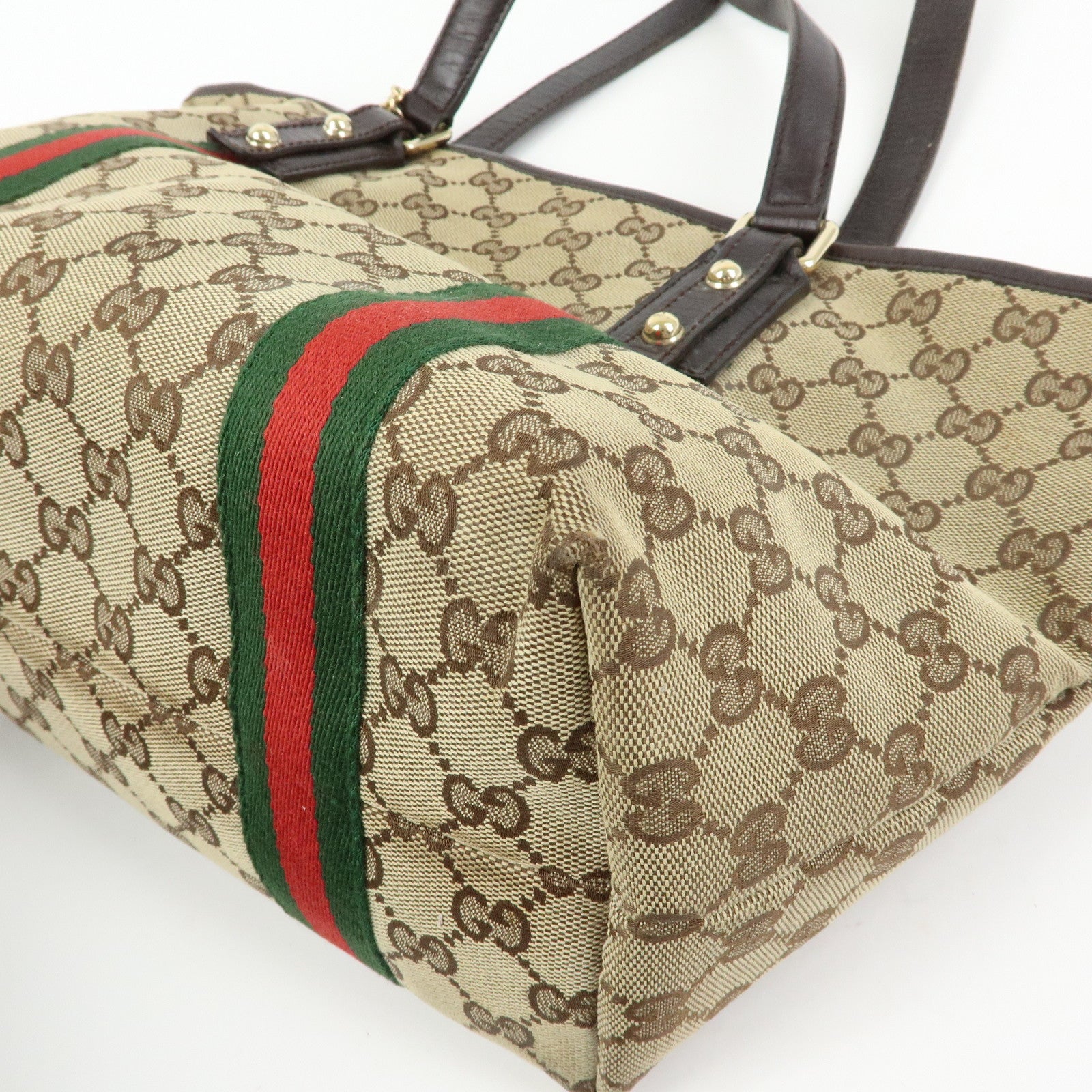 GUCCI Sherry GG Monogram Tote Bag Shoulder Bag Beige Brown 137396