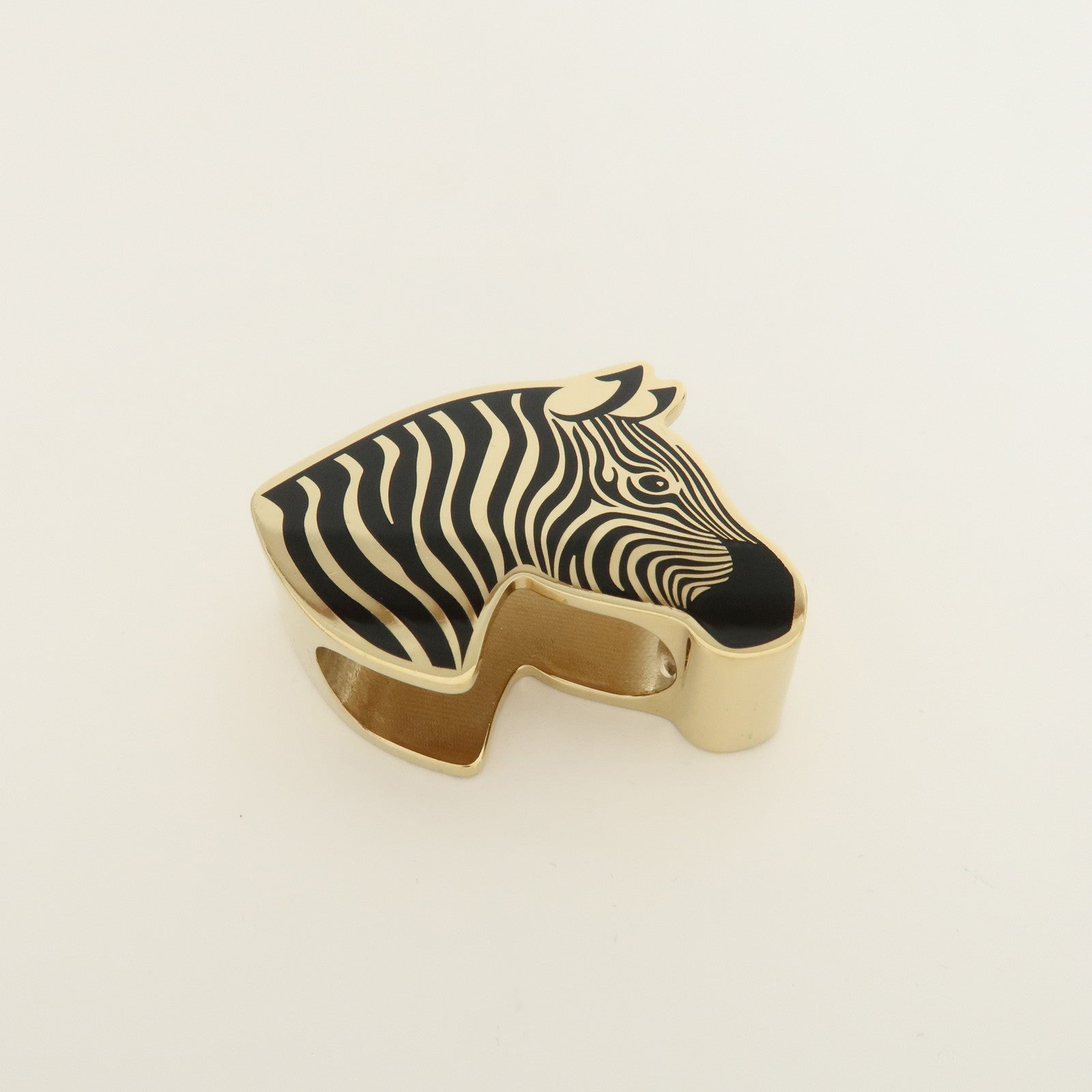 HERMES Metal Scarf Ring Zebra Gold Black