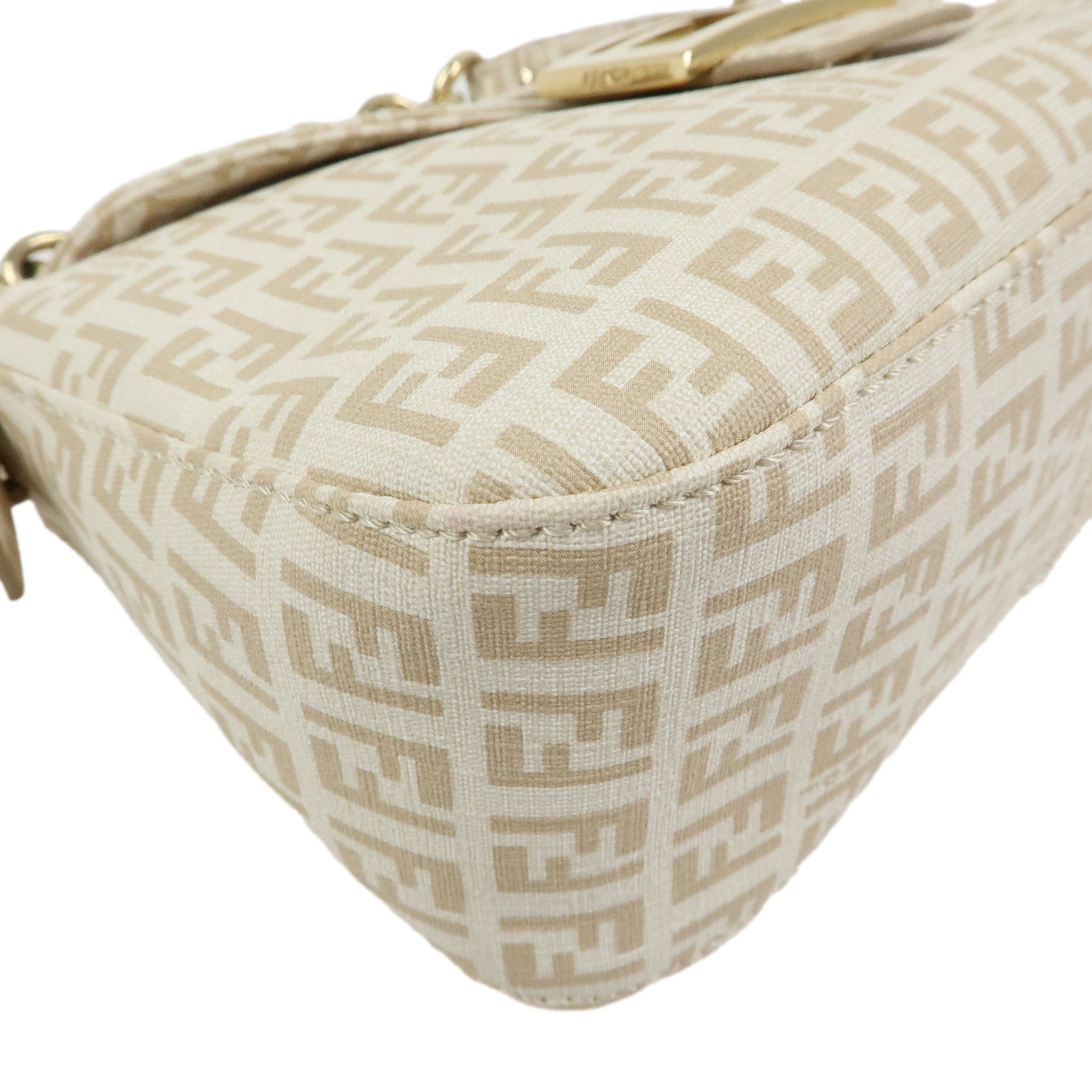 FENDI Zucchino PVC Shoulder Bag Hand Bag Beige 8BR003