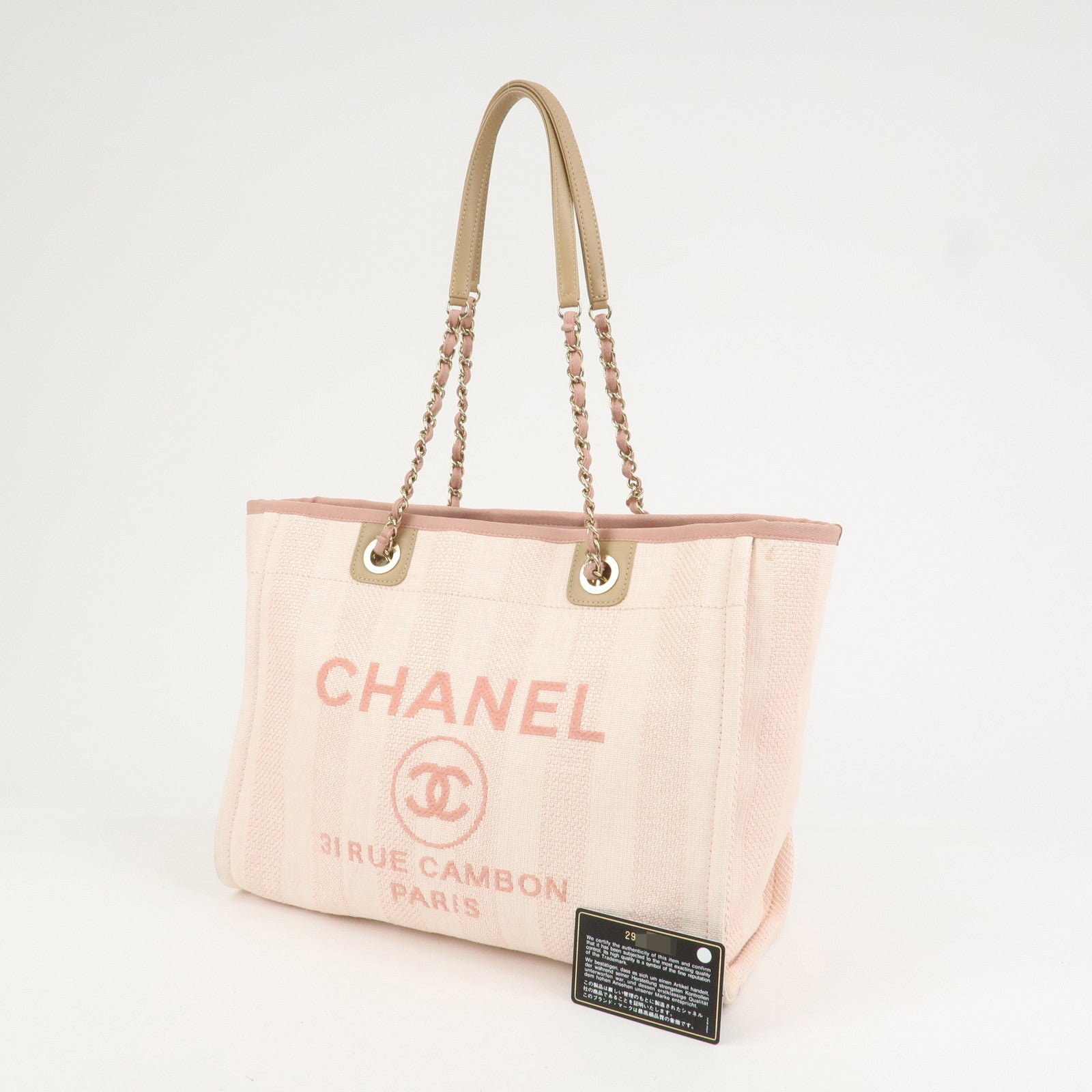 CHANEL Deauville MM Tweed Leather Tote Bag Shoulder Bag A67001