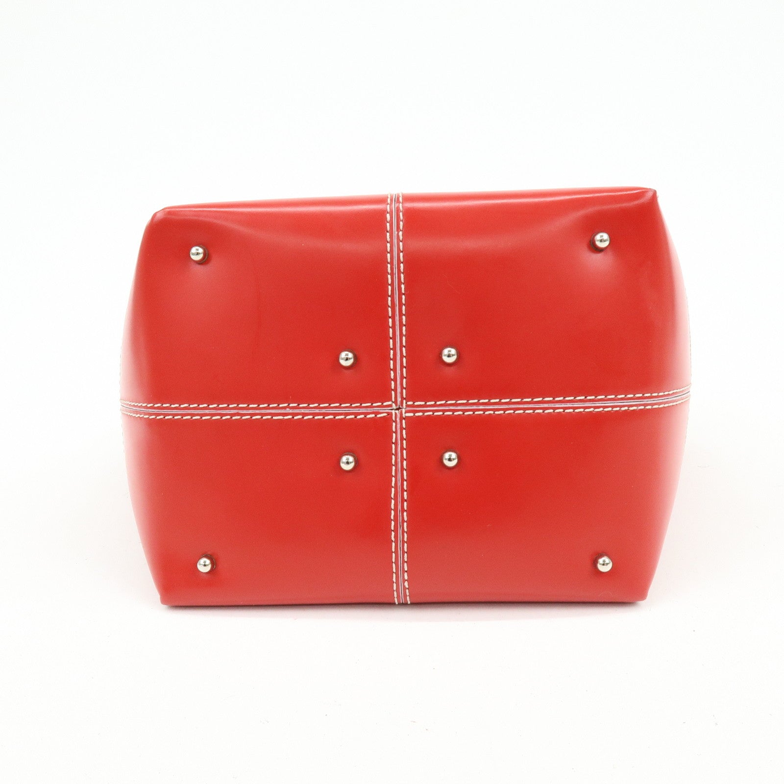 TOD'S Logo Leather Hand Bag Tote Bag Red
