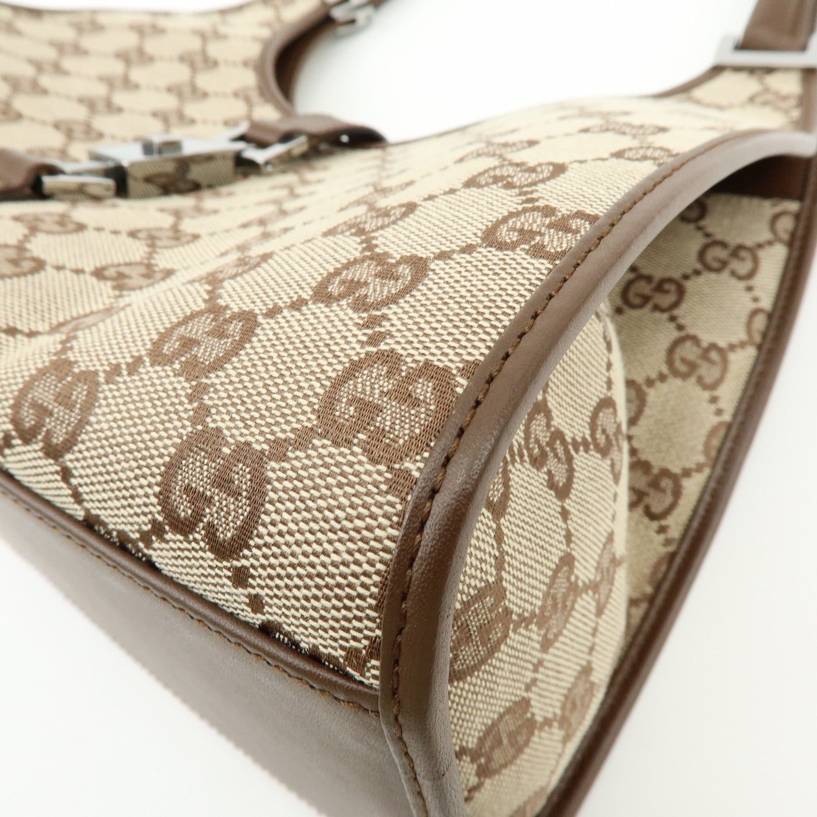 GUCCI Jackie GG Canvas Leather Shoulder Bag Hand Bag Brown 002.1067