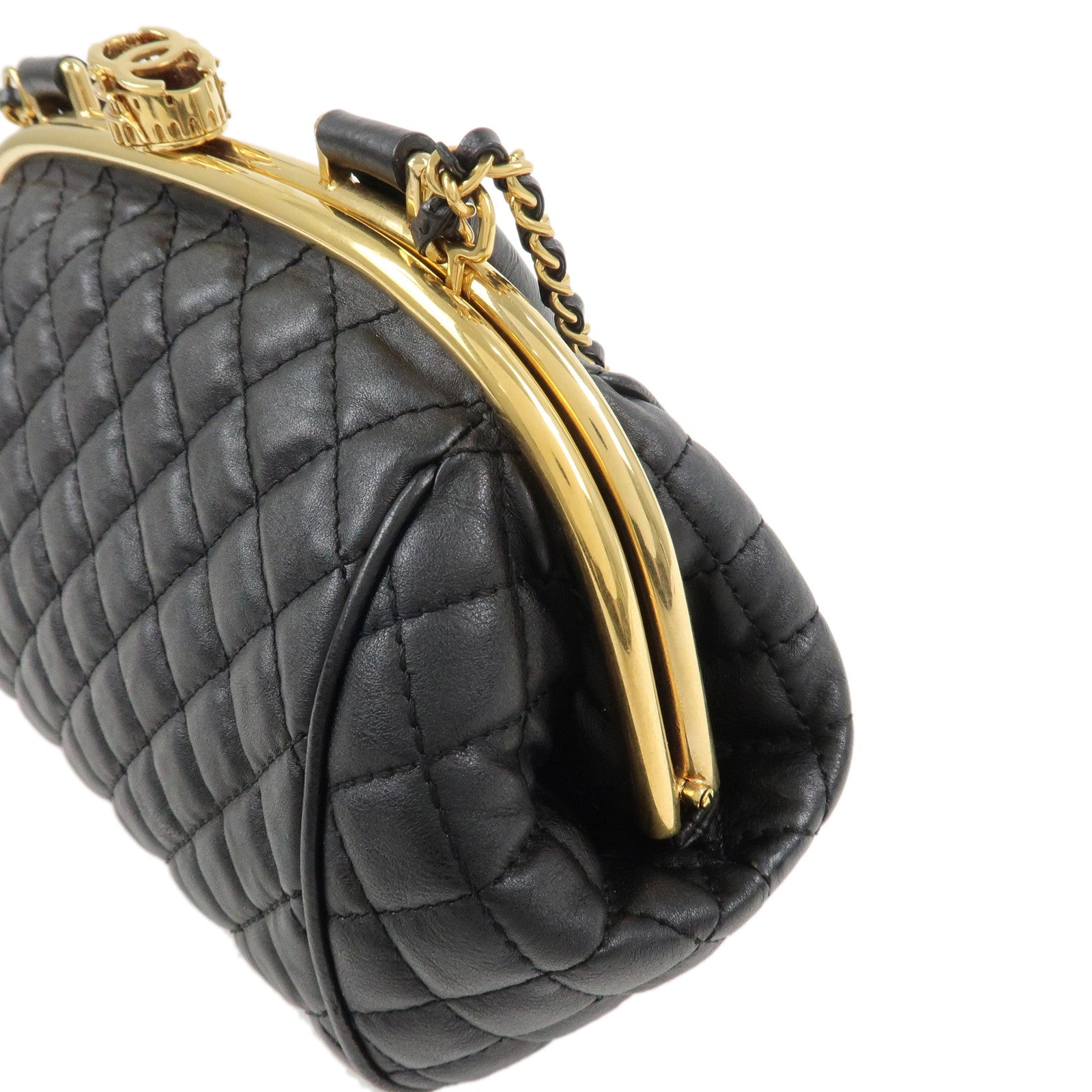 CHANEL Matelasse Lamb Skin Colosseum 2Way Bag Hand Bag Black