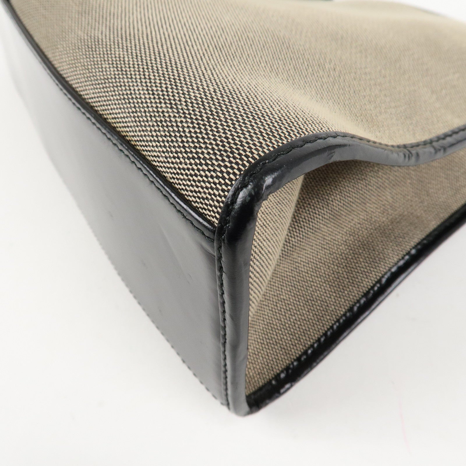 GUCCI Jackie Leather Shoulder Bag Beige Black 002.1067 Used