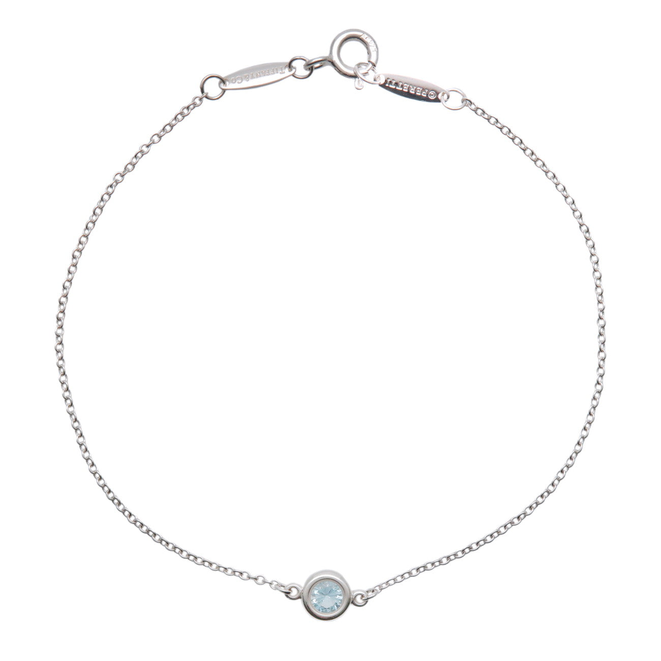 Tiffany & Co By the Yard 1P Aquamarine Bracelet 0.13ct SV925 Silver