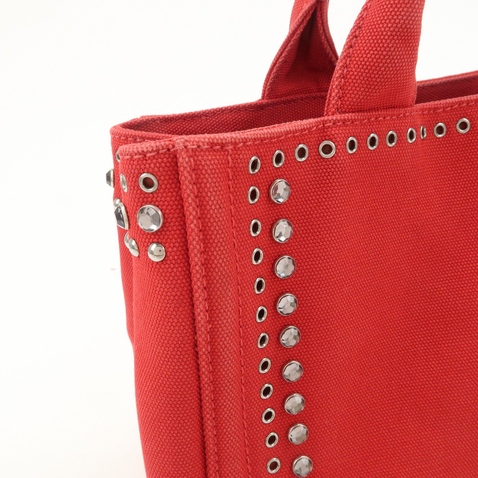 PRADA Canapa Mini Canvas Hand Bag Castilian Red BN2439