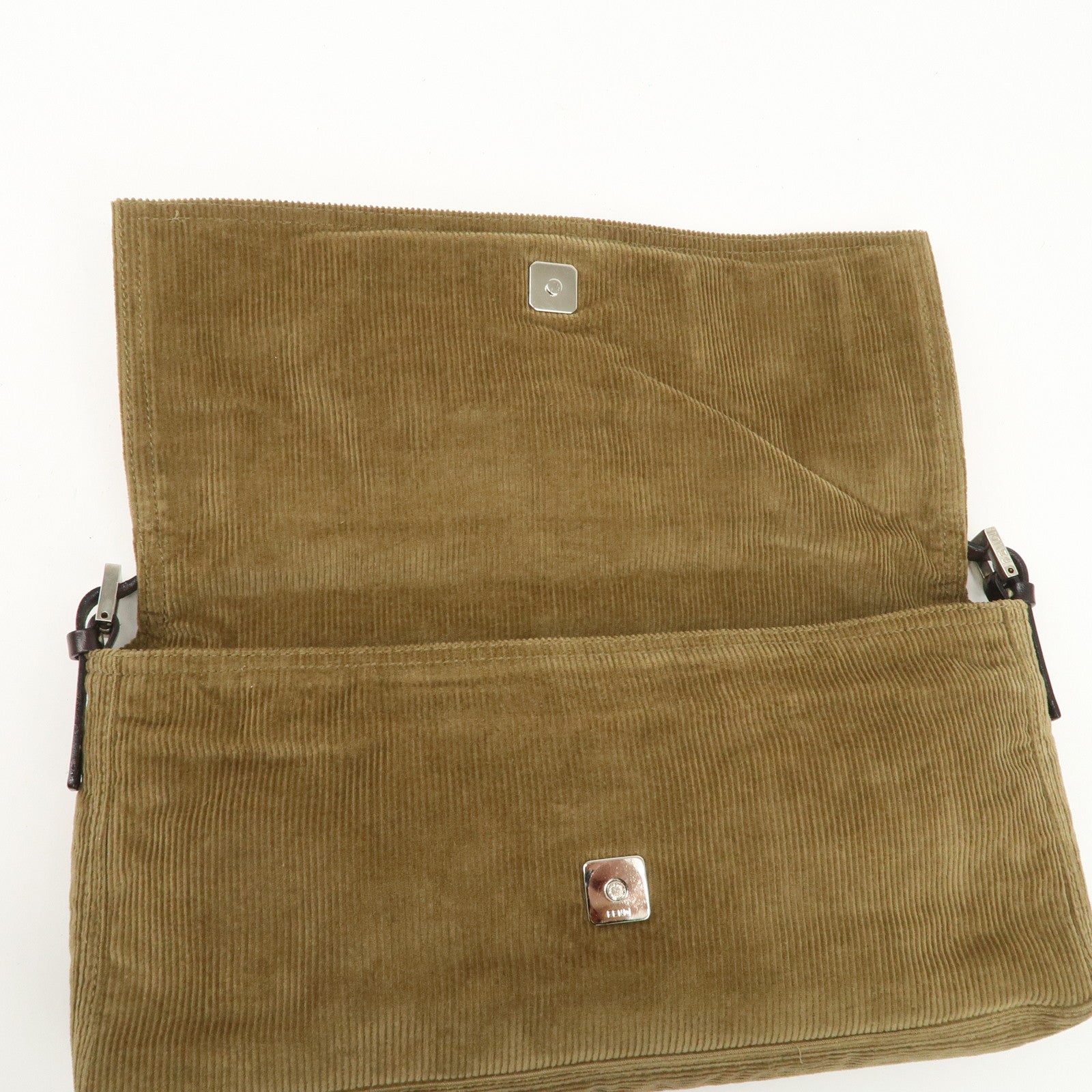 FENDI Logo Corduroy Shoulder Bag Hand Bag Caramel Used