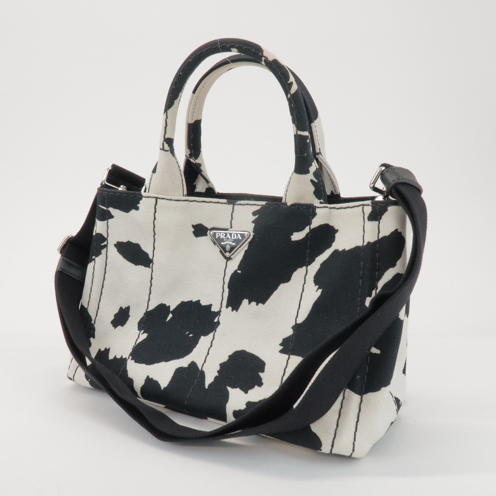 PRADA Triangle Logo Canapa Mini Canvas 2Way Bag Hand Bag 1BG439