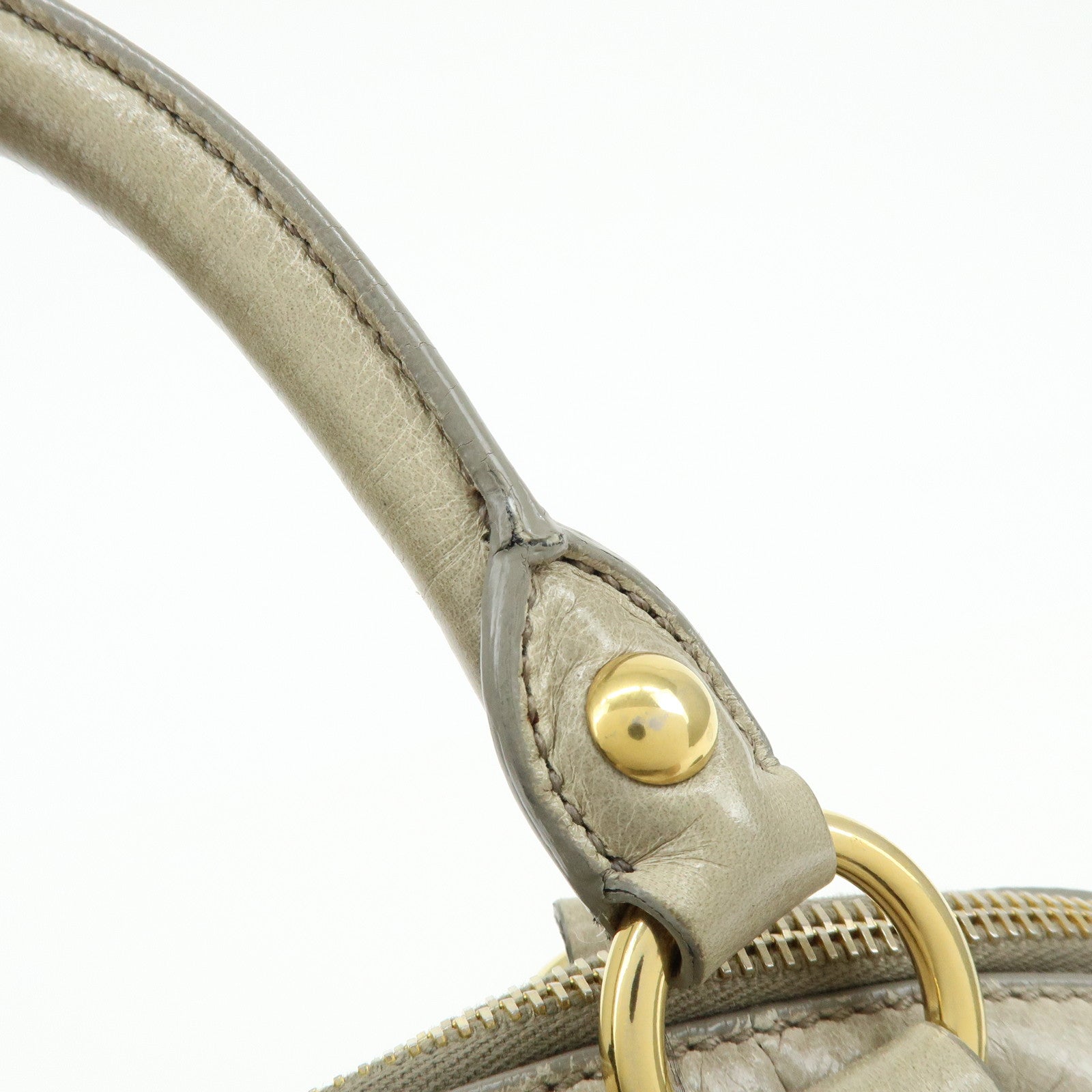 MIU MIU Leather Ribbon 2Way Bag Hand Bag Shoulder Bag Gray