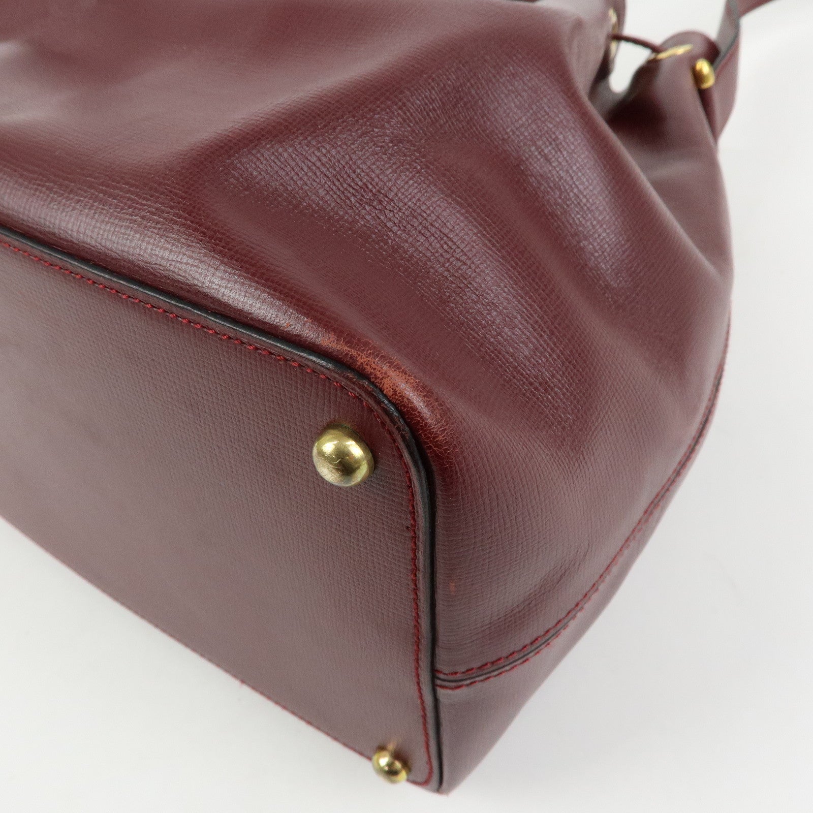Cartier Must de Cartier Leather Drawstring Shoulder Bag Bordeaux
