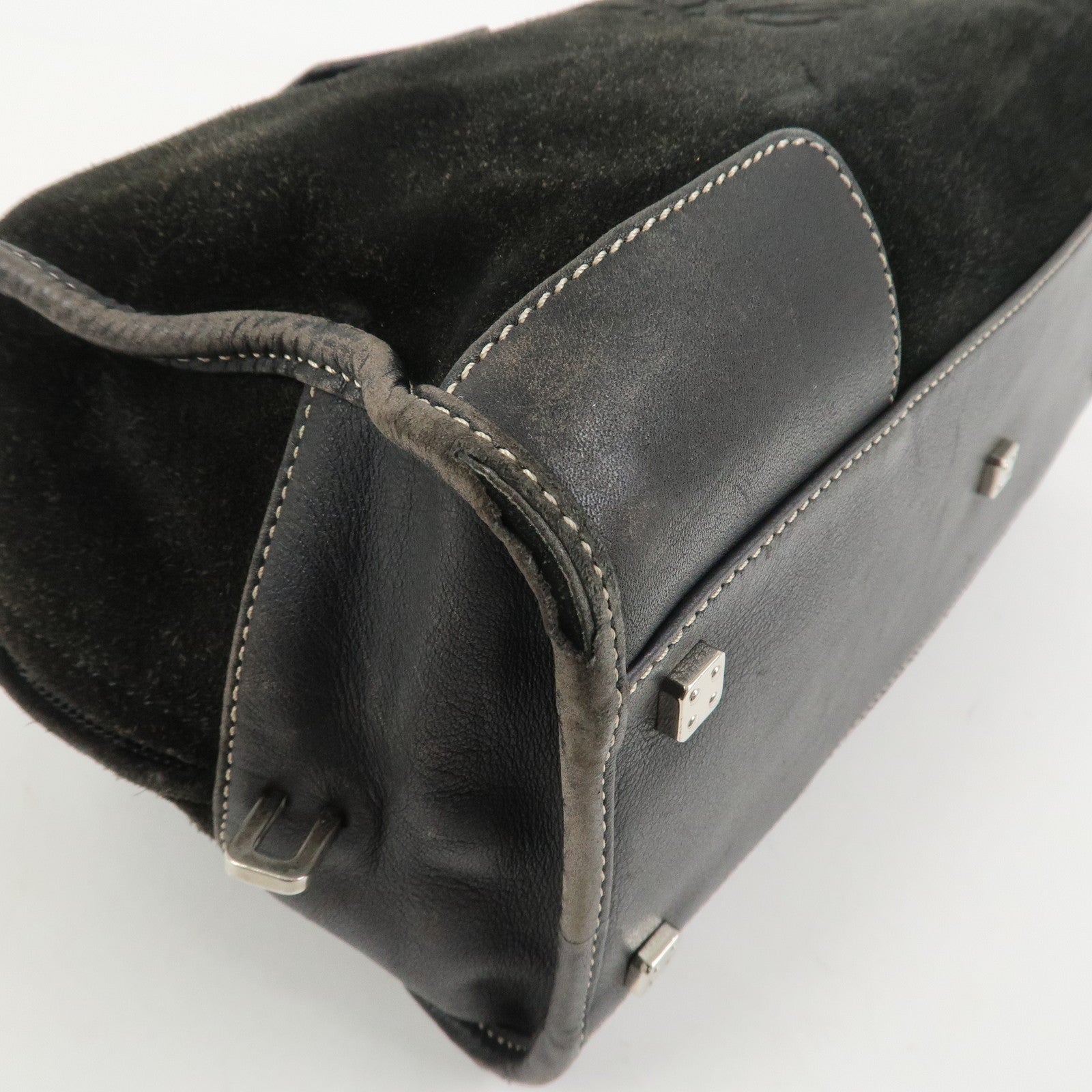LOEWE Anagram Amazona 28 Suede Leather Hand Bag Bostpn Bag Black