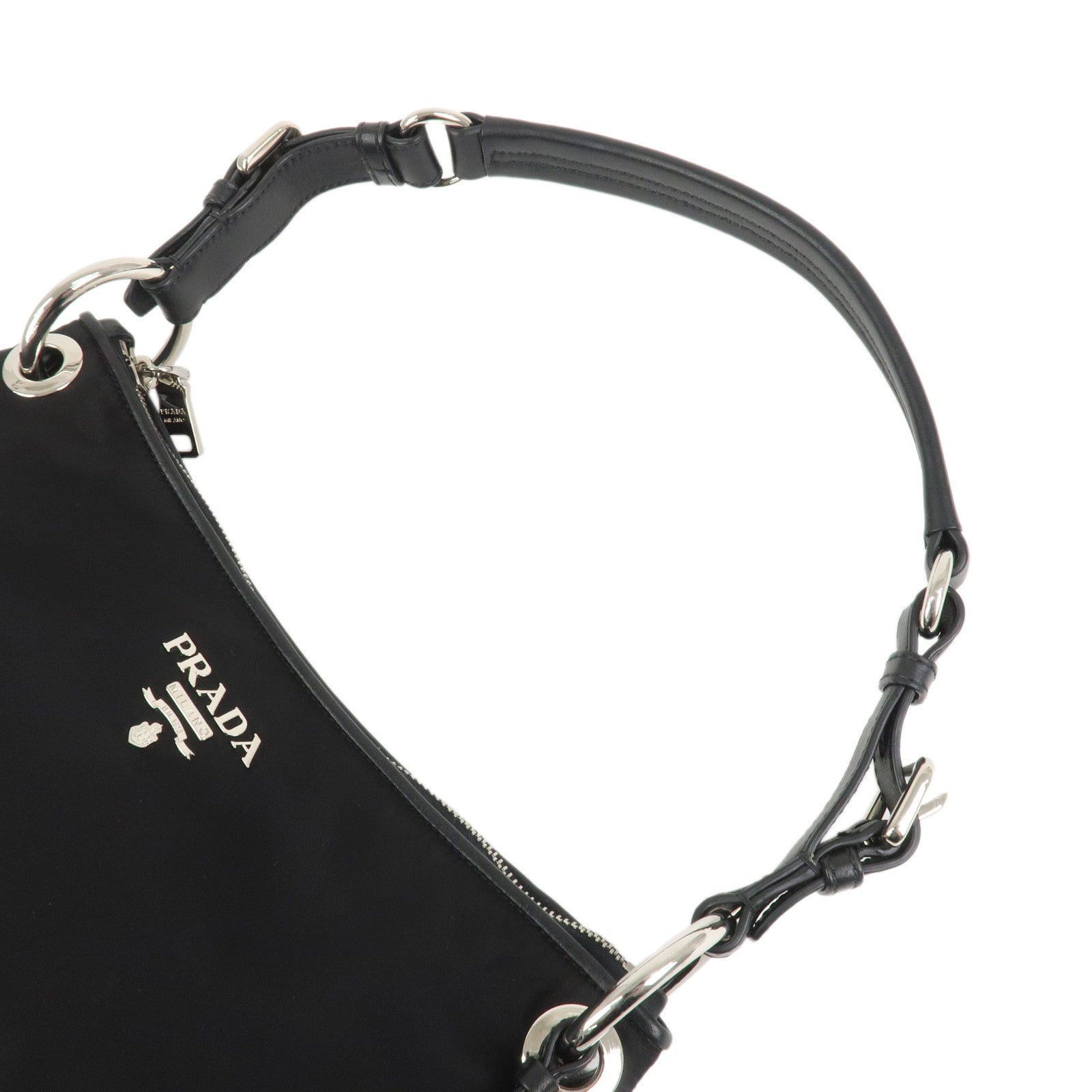 PRADA Nylon Leather Shouldr Bag Hand Bag Black BR4894