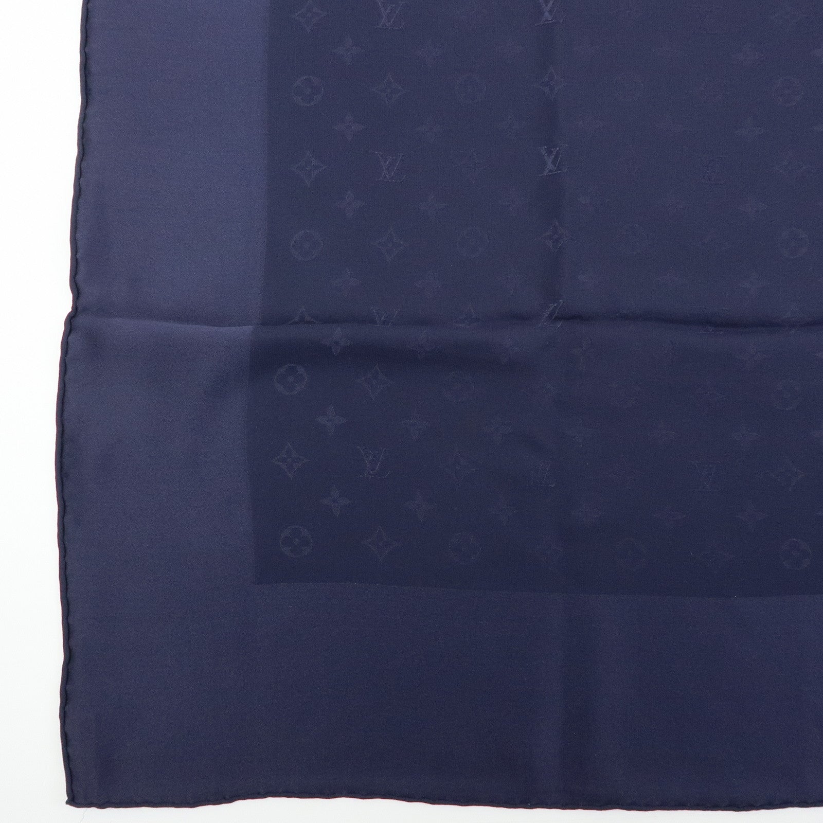 Louis Vuitton Monogram Silk100% Scarf Stole Shawl Navy