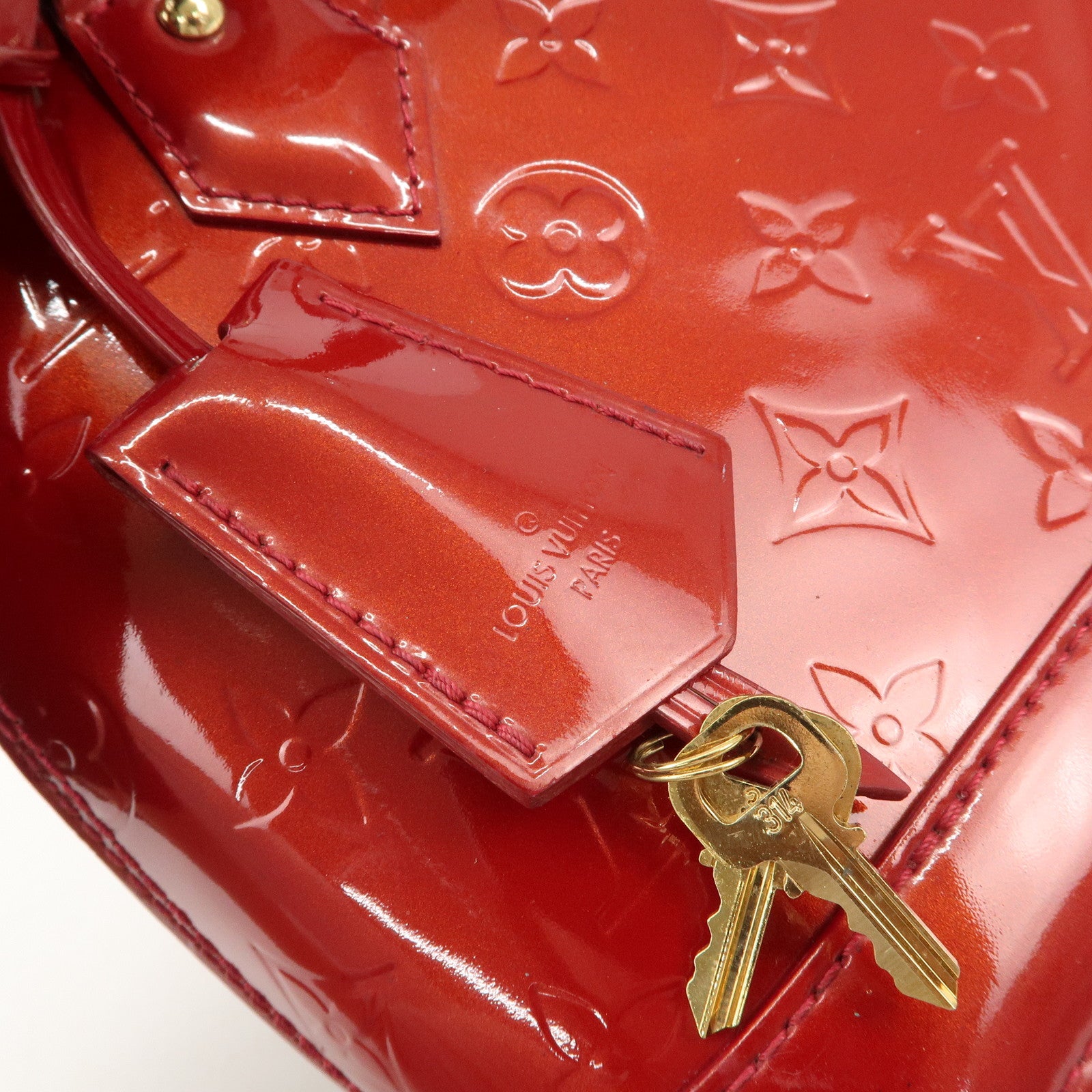 Louis Vuitton Monogram Vernis Alma BB 2Way Bag Red M91606 Used