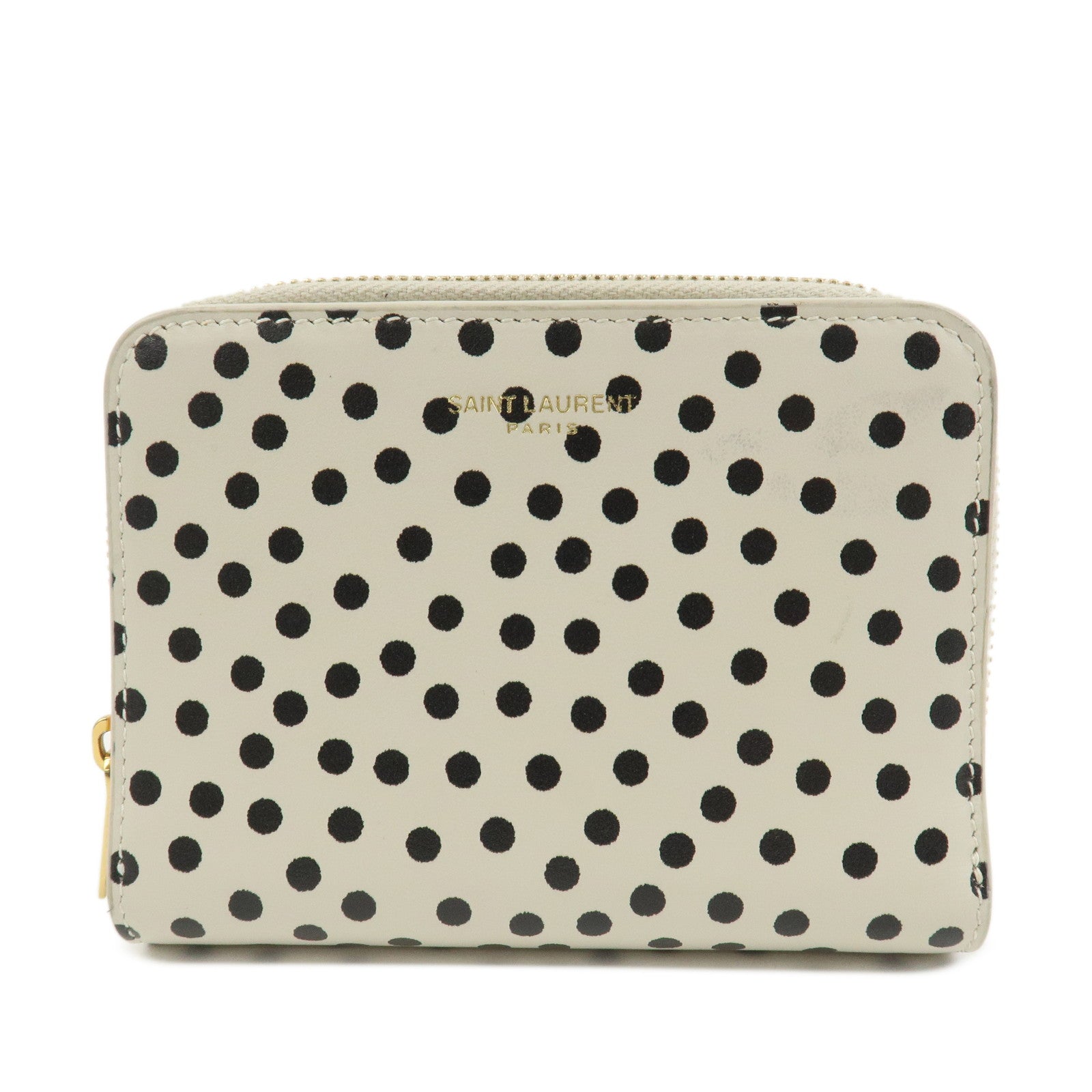 SAINT LAURENT PARIS Dot Print Round Zippy Compact Wallet 562796