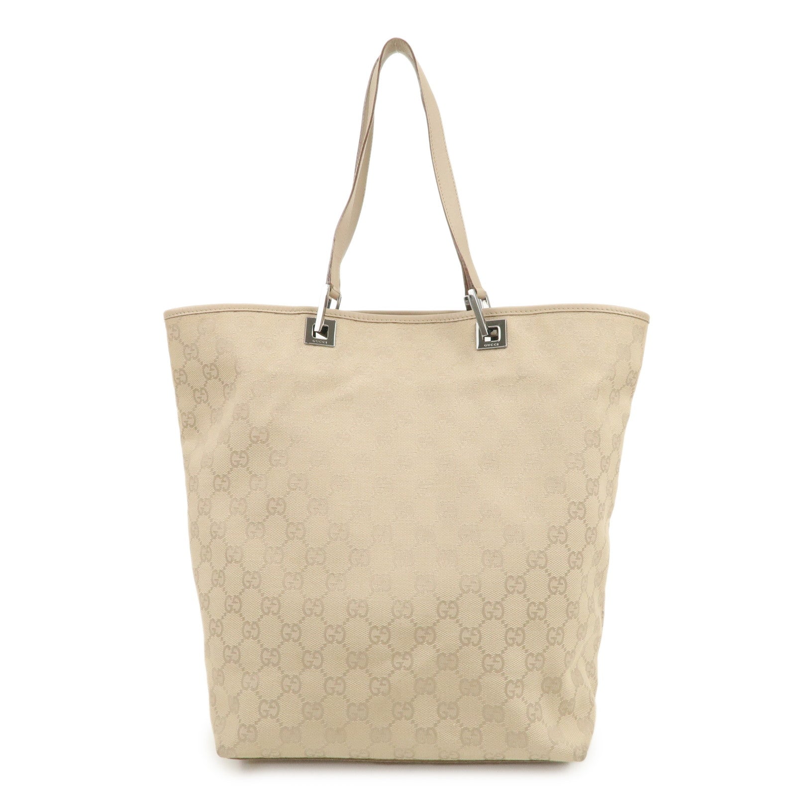 GUCCI GG Canvas Leather Tote Bag Shoulder Bag Beige 31243