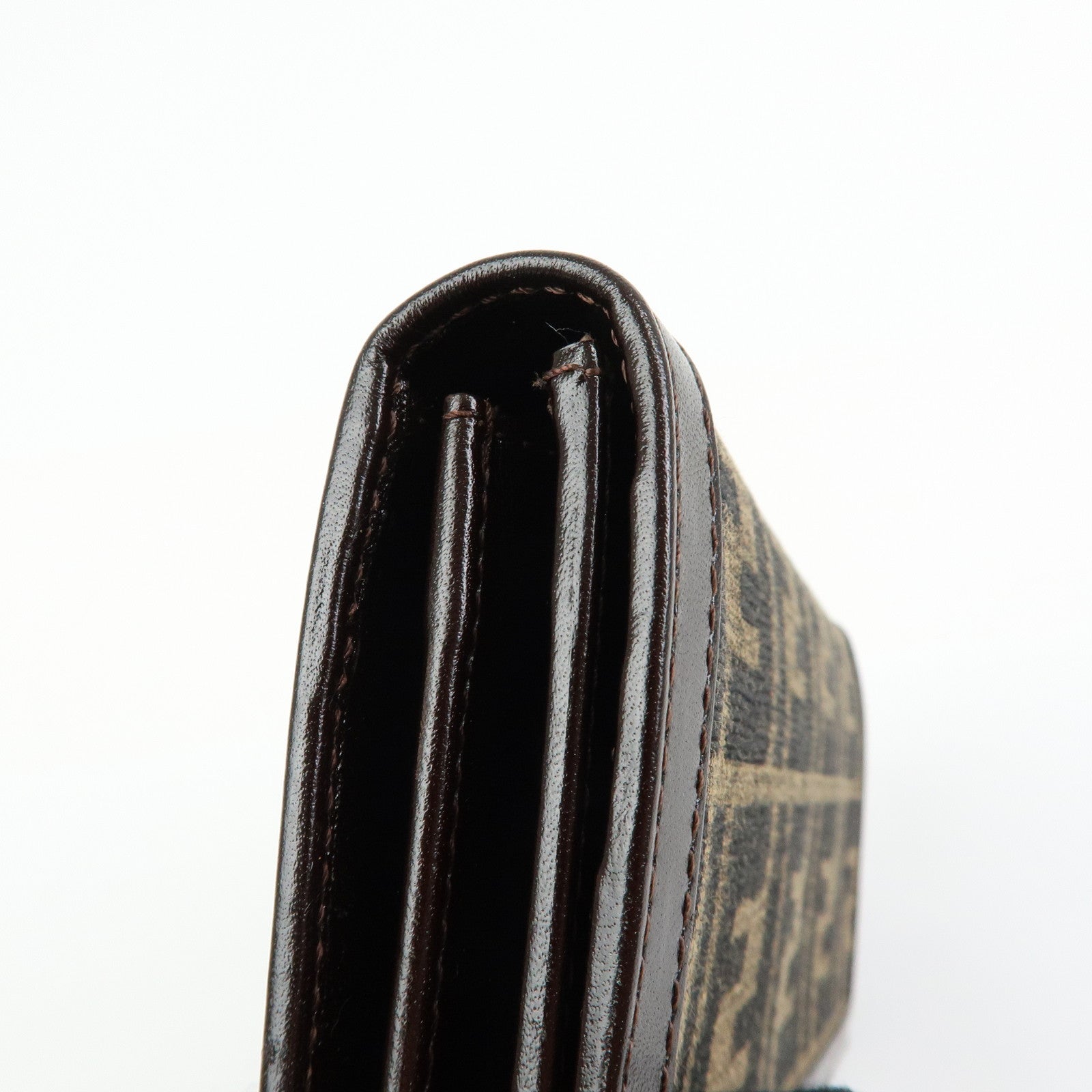 FENDI Zucca Canvas Leather Bi-fold Long Wallet Brown 30851