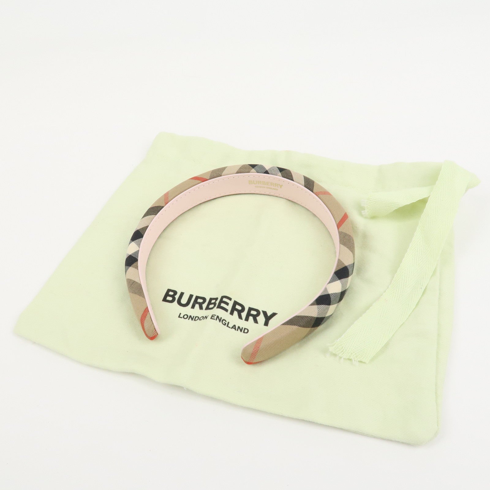 BURBERRY Nova Plaid Canvas Headband Beige
