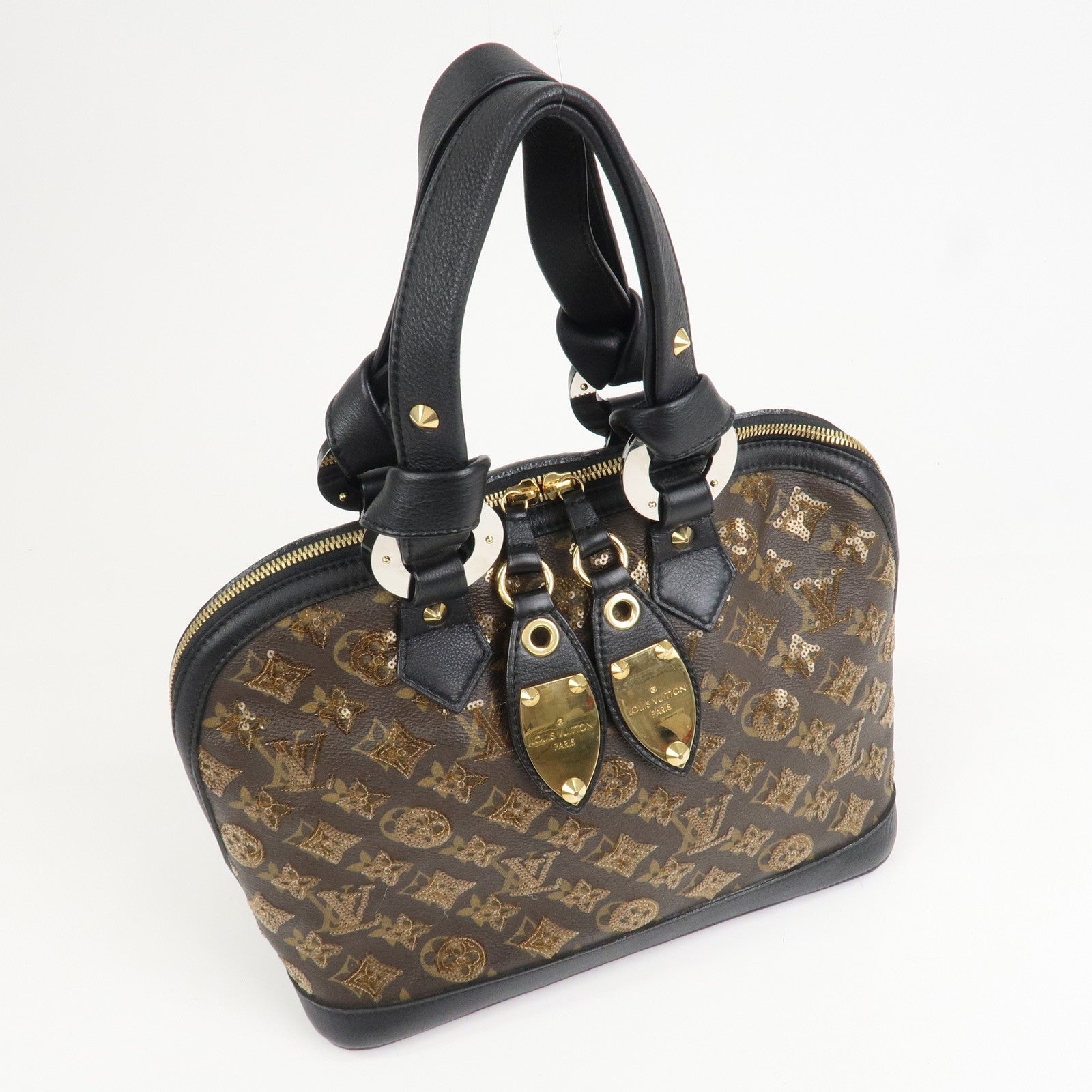 Louis Vuitton Monogram Eclipse Alma Hand Bag Ambre Brown M40245