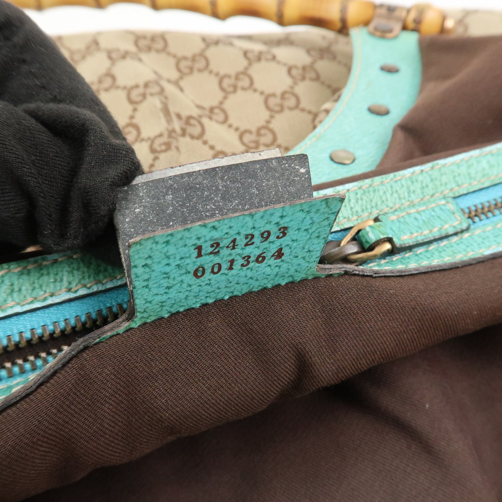 GUCCI Bamboo GG Canvas Leather Shoulder Bag Hand Bag Beige 124293