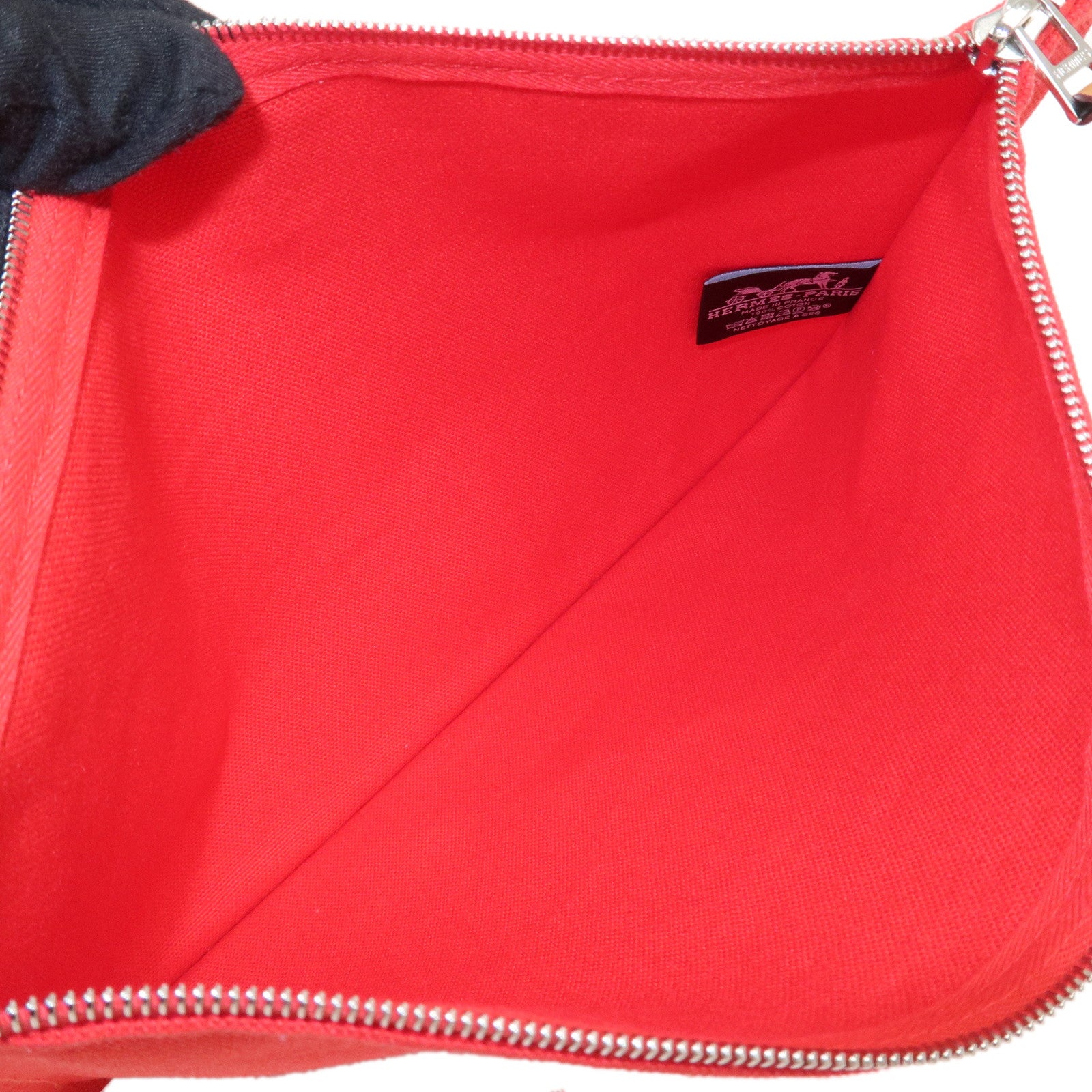 HERMES Yachting GM Canvas Flat Pouch Cosmetic Pouch Rouge