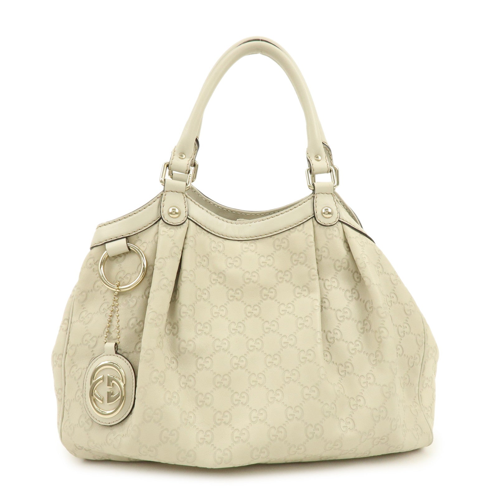 GUCCI Sukey Guccissima Leather Tote Bag Hand Bag White 211944