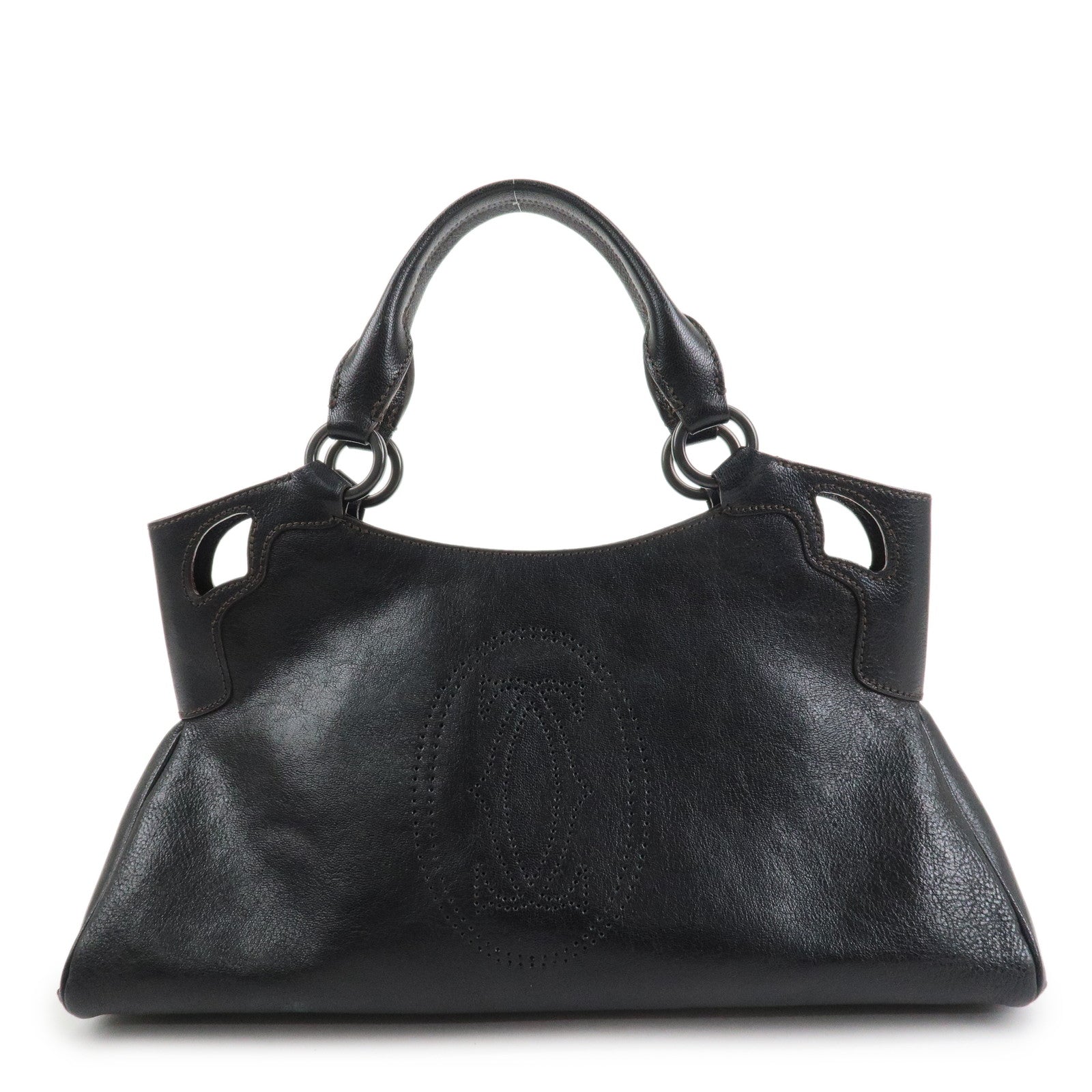 Cartier Must Line Calf Leather Marcello Hand Bag Dark Brown