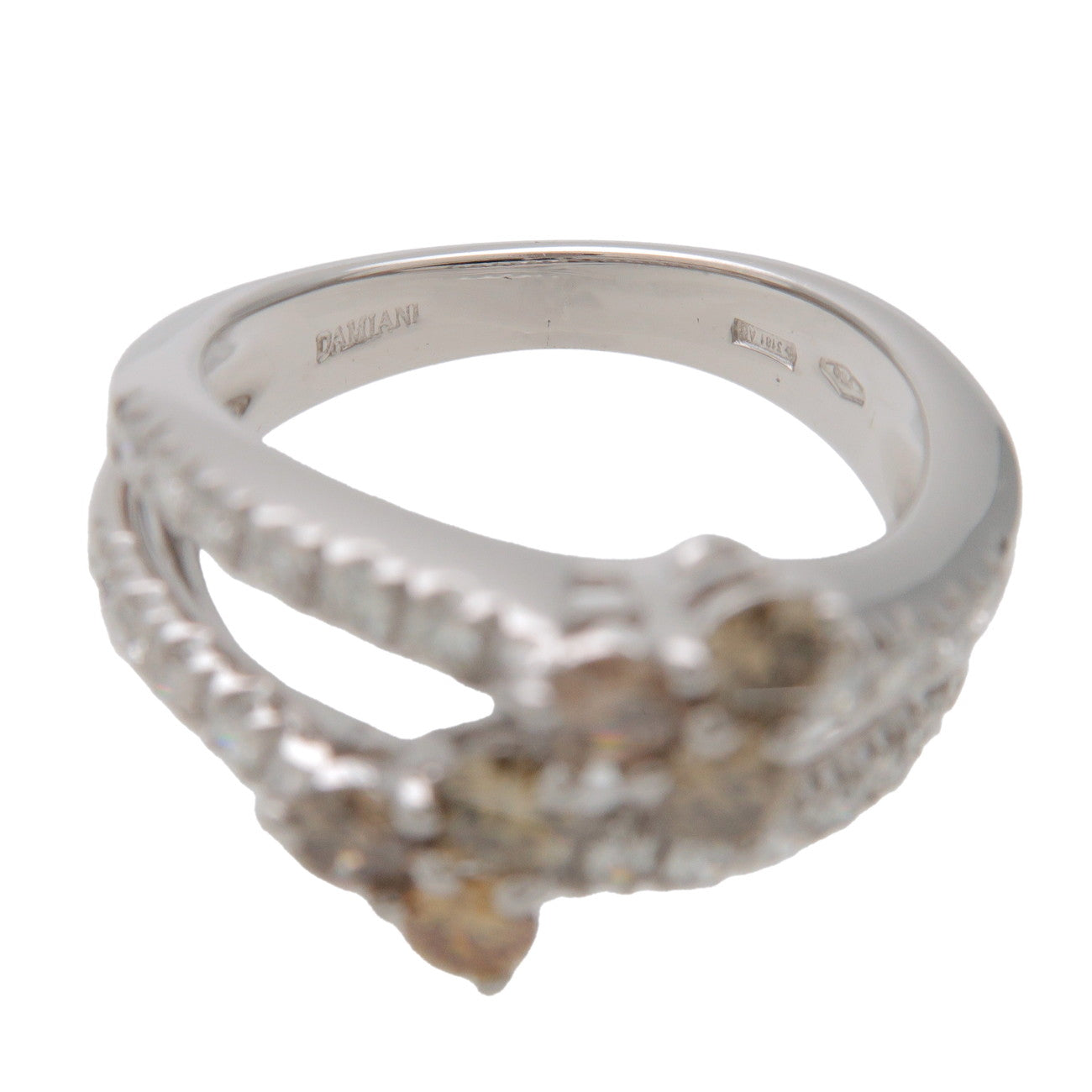 DAMIANI Flower Motif Ring K18 750WG White Gold Diamond US5 EU49.5