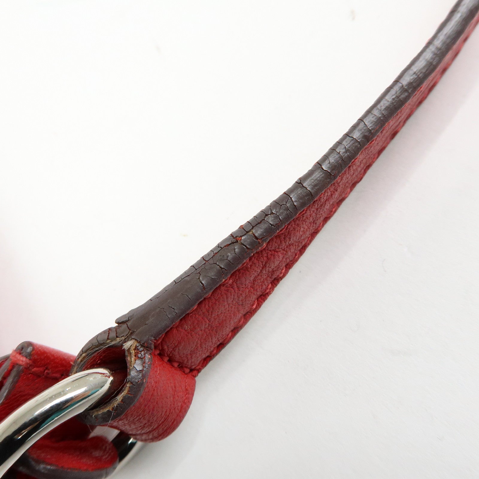 Ferragamo Gancini Leather Shoulder Bag Hand Bag Red