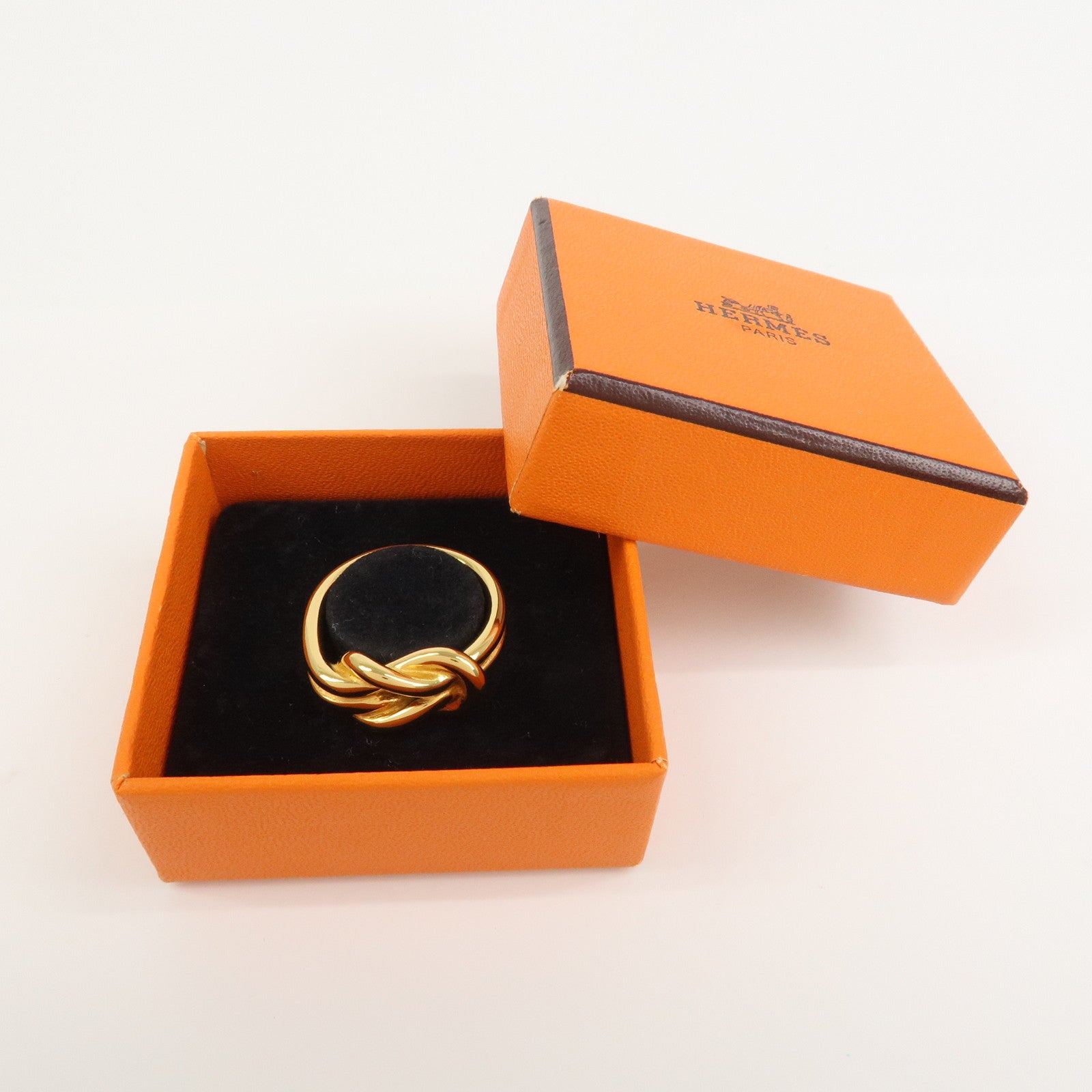 HERMES Atame Metal Scarf Ring Scarf Charm Gold