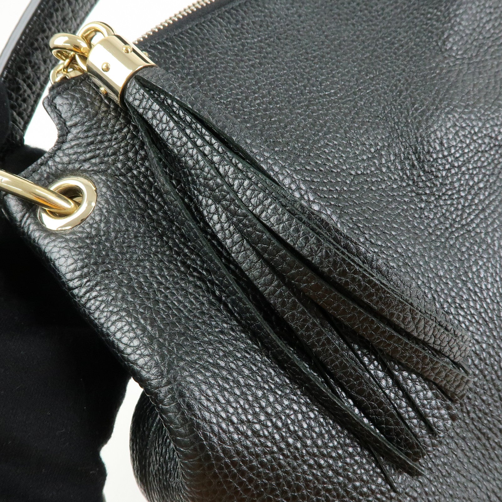 GUCCI Interlocking G Soho Leather 2Way Bag Hand Bag Black 536194