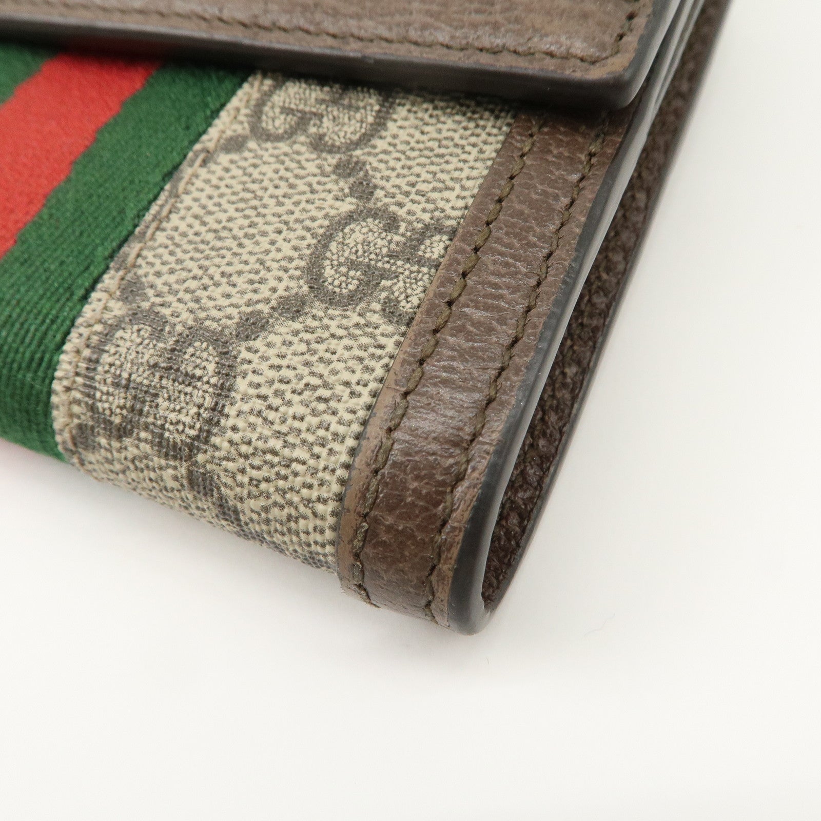 GUCCI Ophidia Sherry GG Supreme Wallet Beige Brown 523173 Used