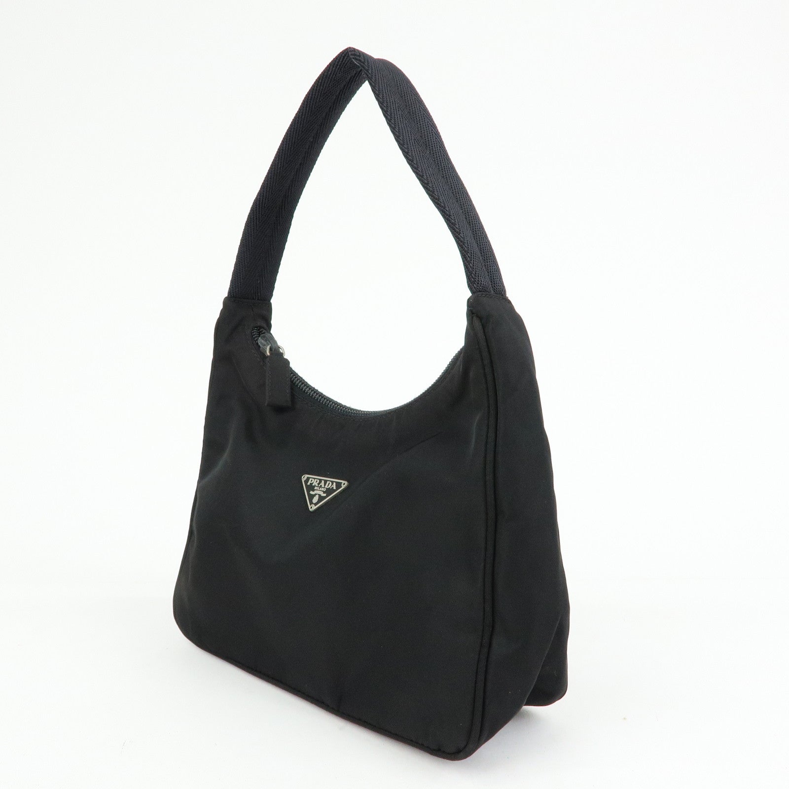 PRADA Triangle Logo Nylon Mini Hand Bag Shoulder Bag Black