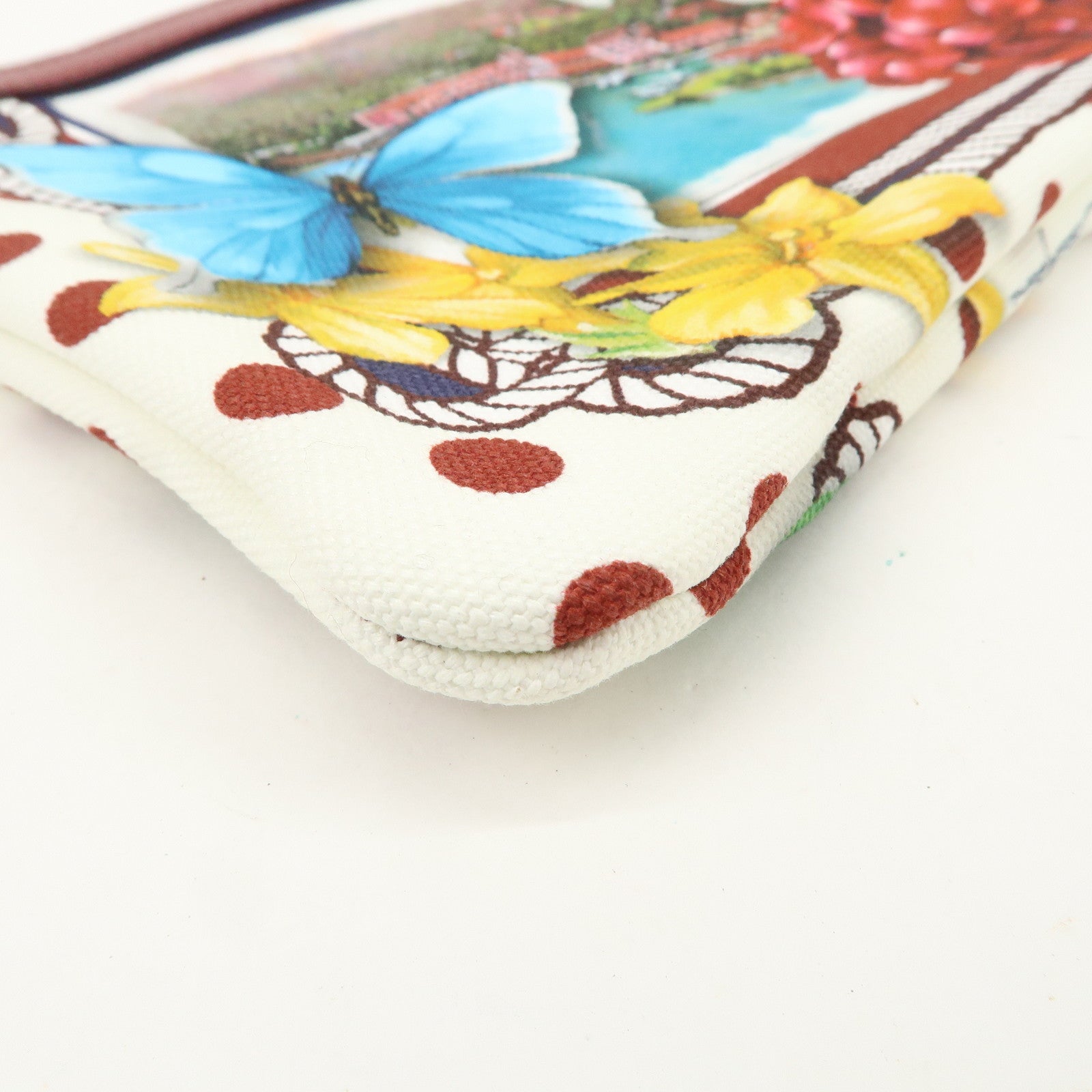 DOLCE&GABBANA Clutch Bag Flower Betterfly City Scape Bordeaux