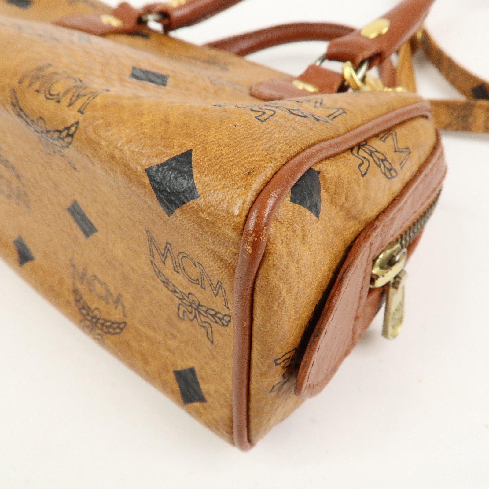 MCM Visetos Leather 2Way Mini Boston Hand Shoulder Crossbody Bag