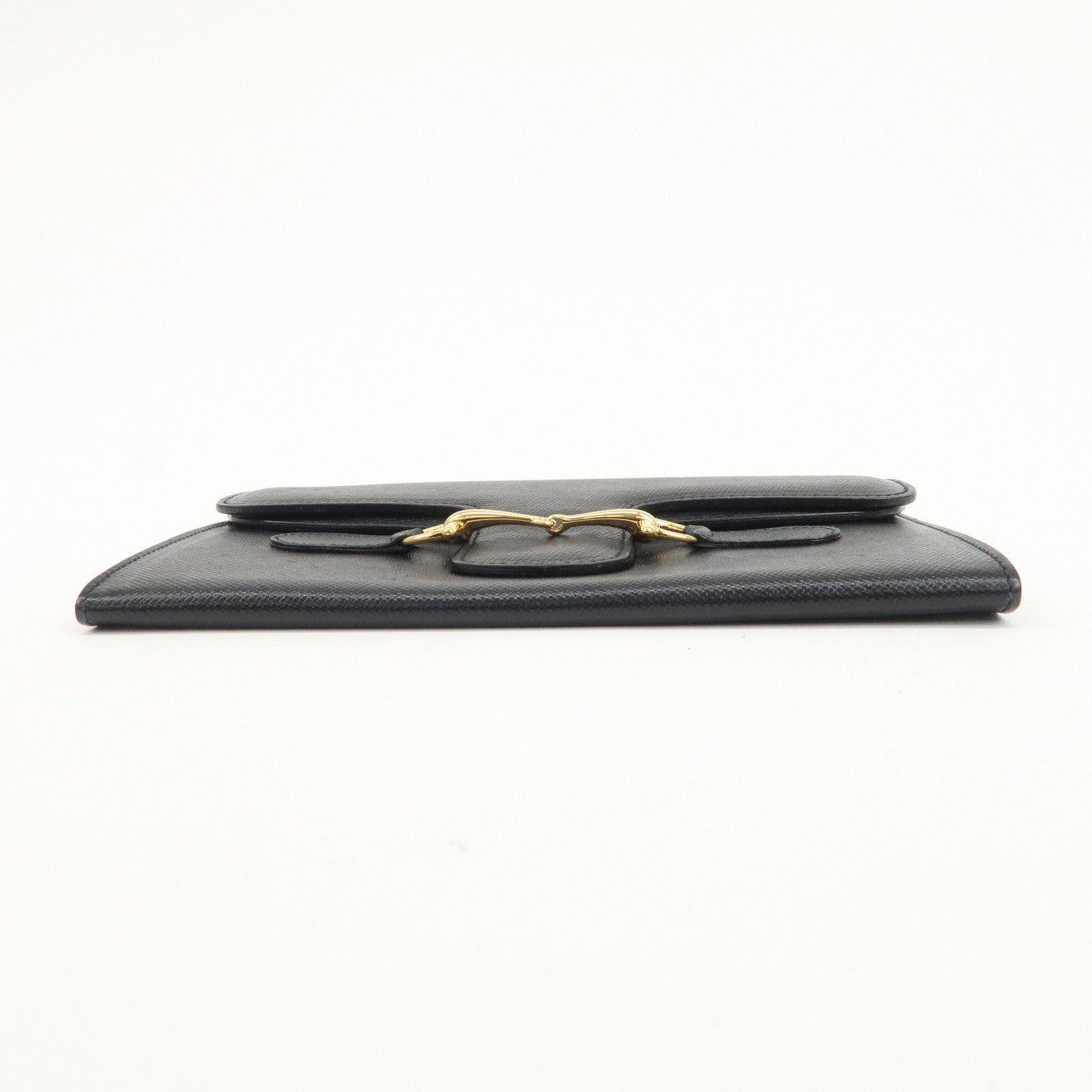 GUCCI Horsebit Leather Long Wallet Black Gold 030.001.0793
