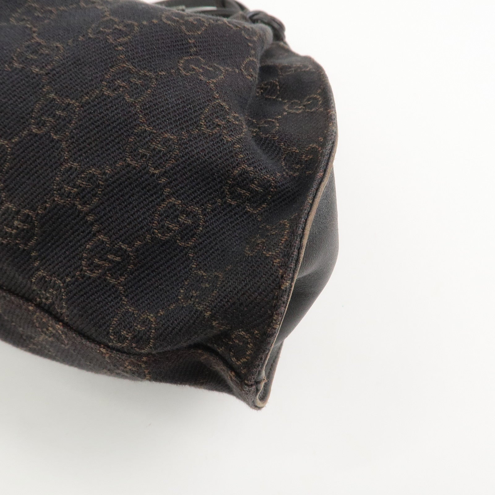 GUCCI GG Monogram Canvas Leather Tote Bag Hand Bag Brown 76554