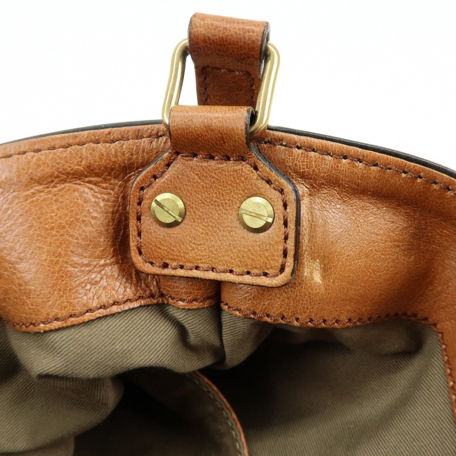 Chloe Harley Canvas Leather Shoulder Crossbody Bag Natural Brown