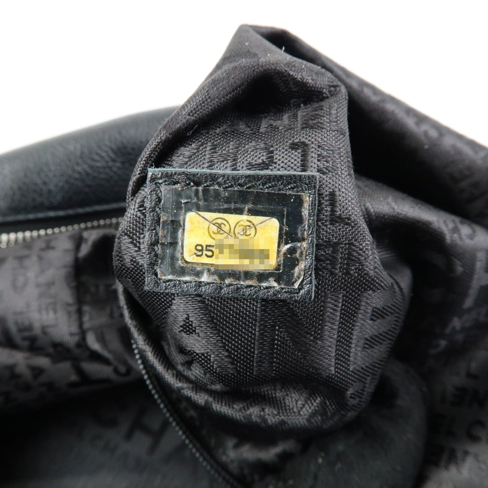 CHANEL COCO Mark Caviarskin Punching Boston Bag Hand Bag Black