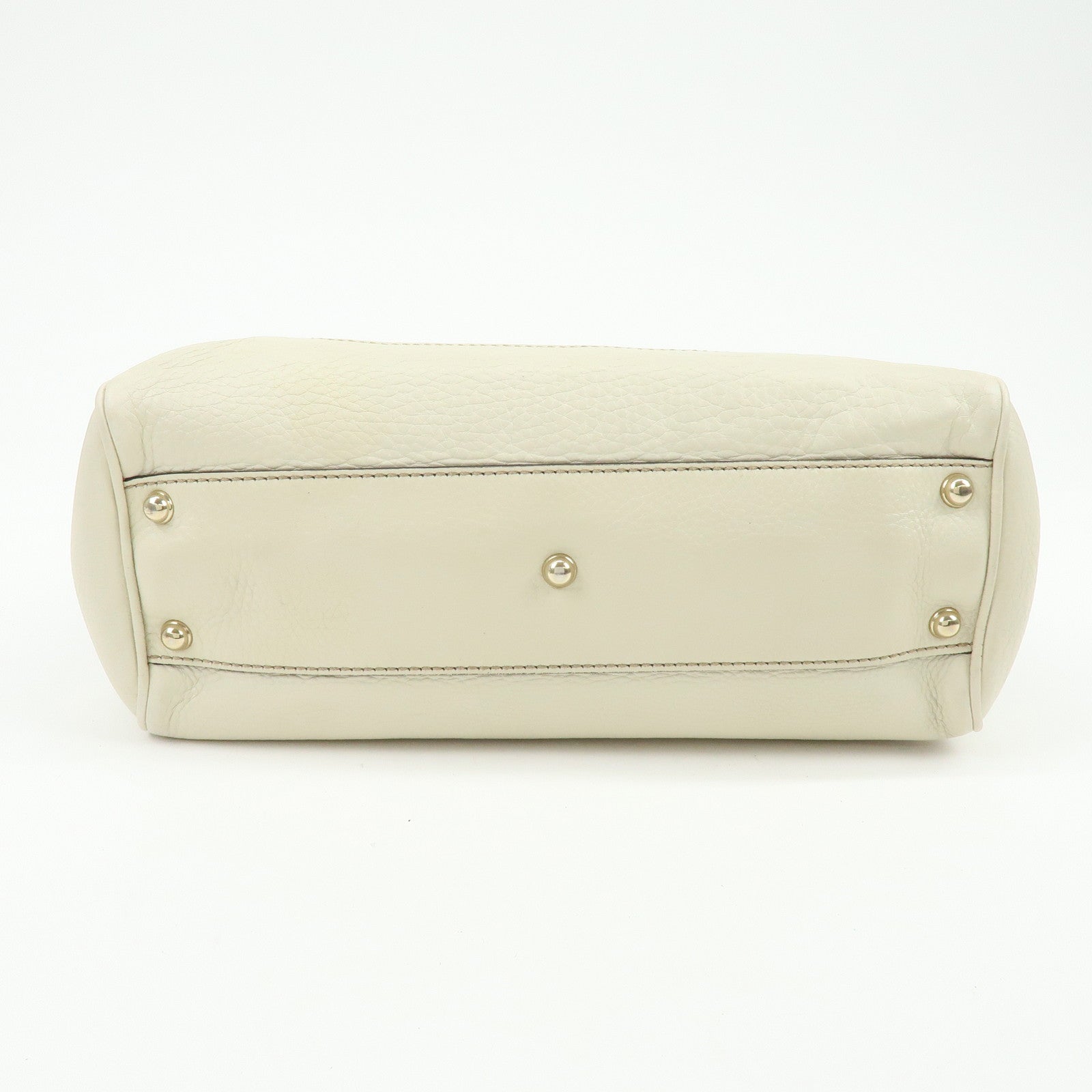 GUCCI Bamboo GG Canvas Leather 2Way Hand Shoulder Bag White 308360