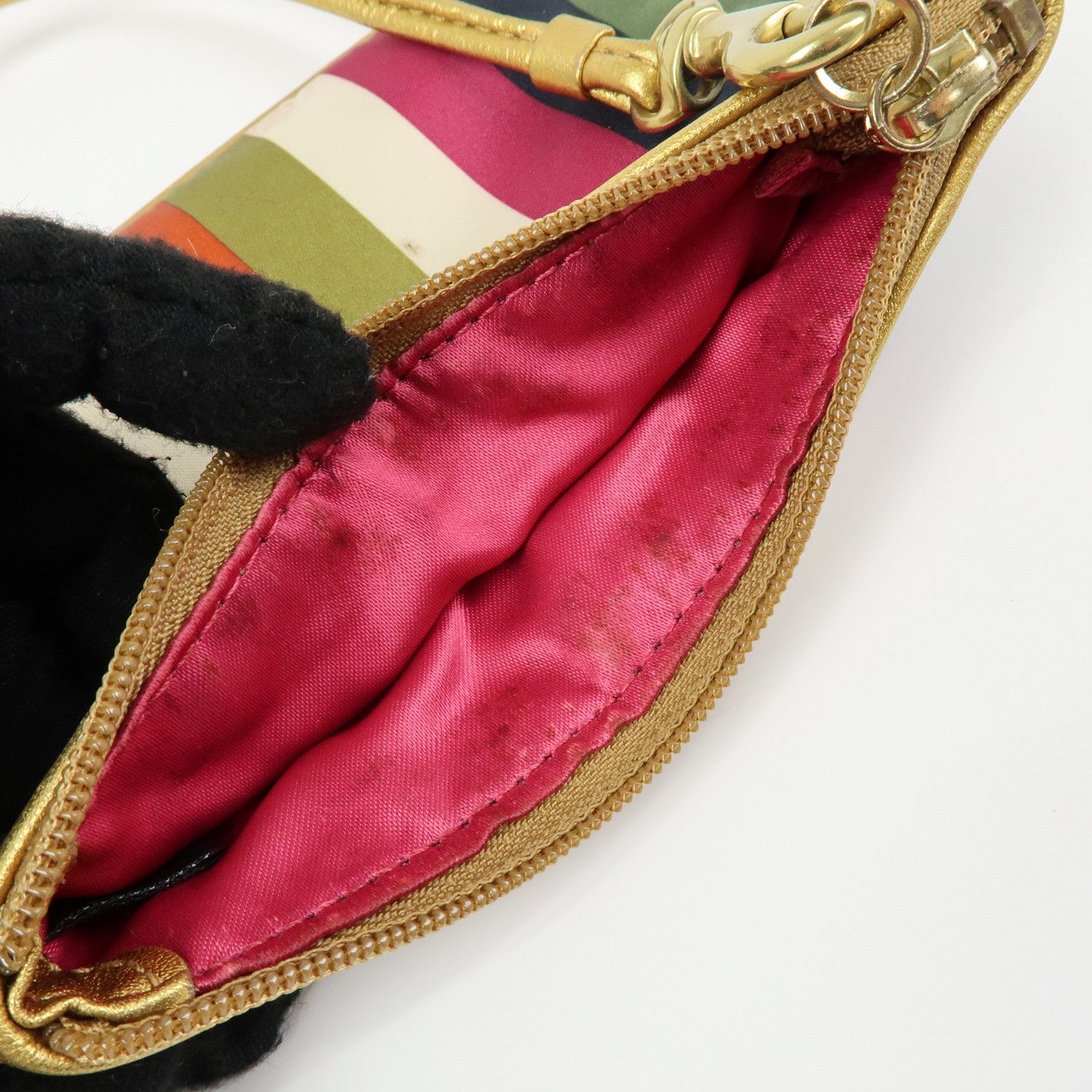 COACH Signature Set of 3 Pouch Cosmetic Case Red Brown Multicolor