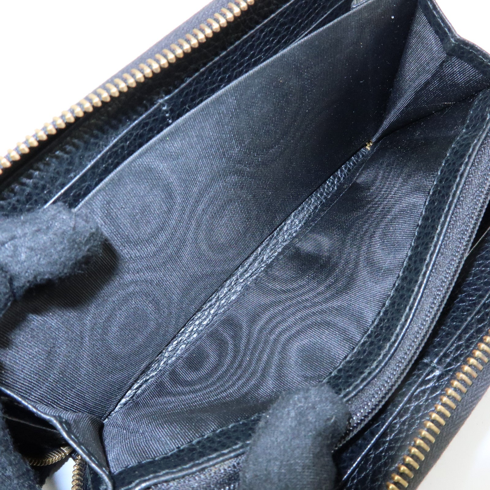 GUCCI GG Marmont Leather Round Zippy Long Wallet Black 456117