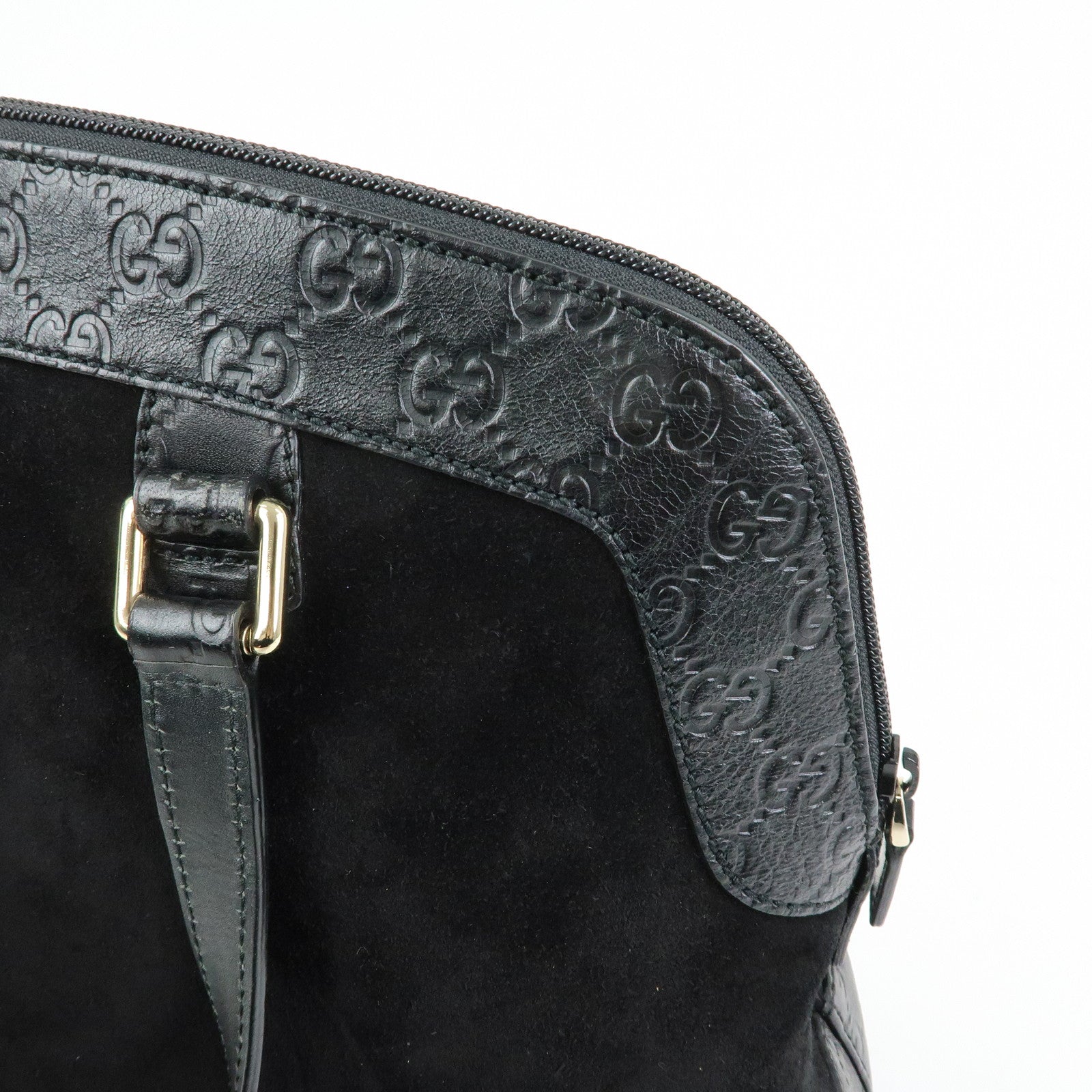 GUCCI Guccissima Leather Suede Hand Bag Shoulder Bag Black 295530