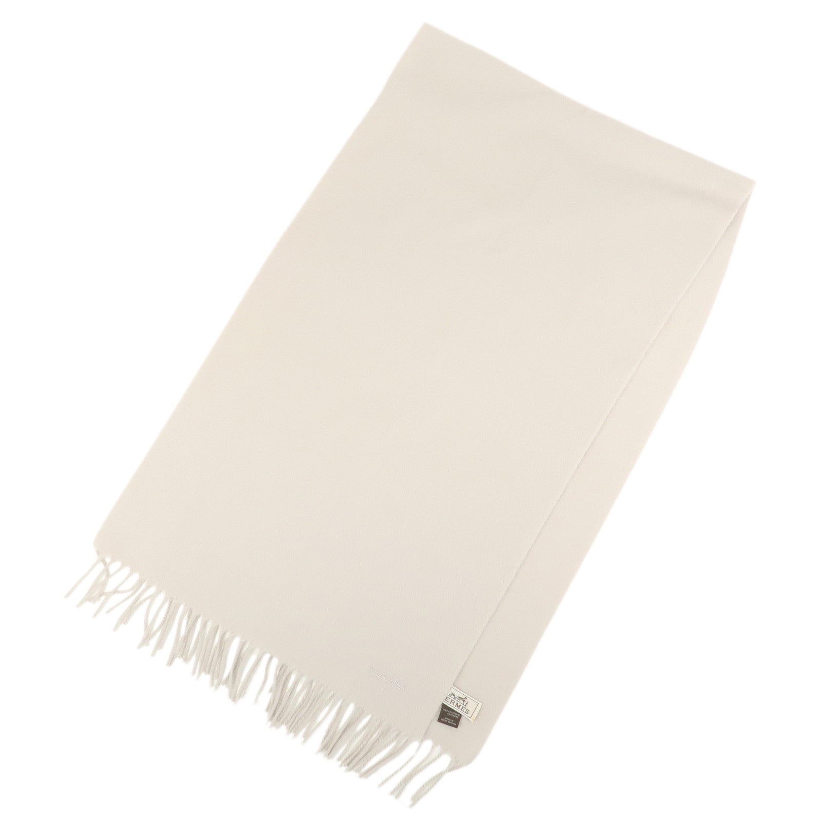 HERMES Cashmere 100% Scarf Stole Ivory