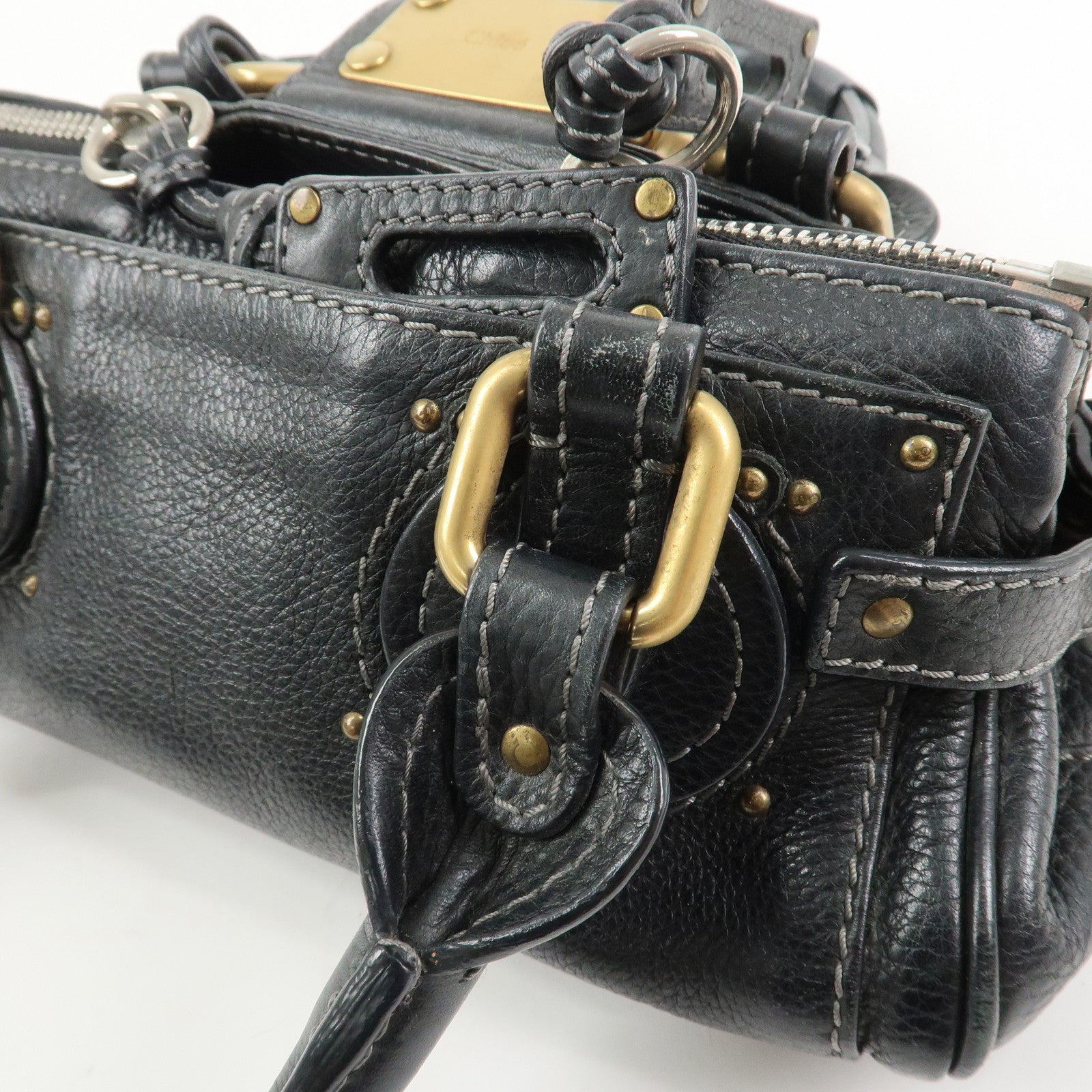 Chloe Paddington Leather Hand Bag Shoulder Bag Black