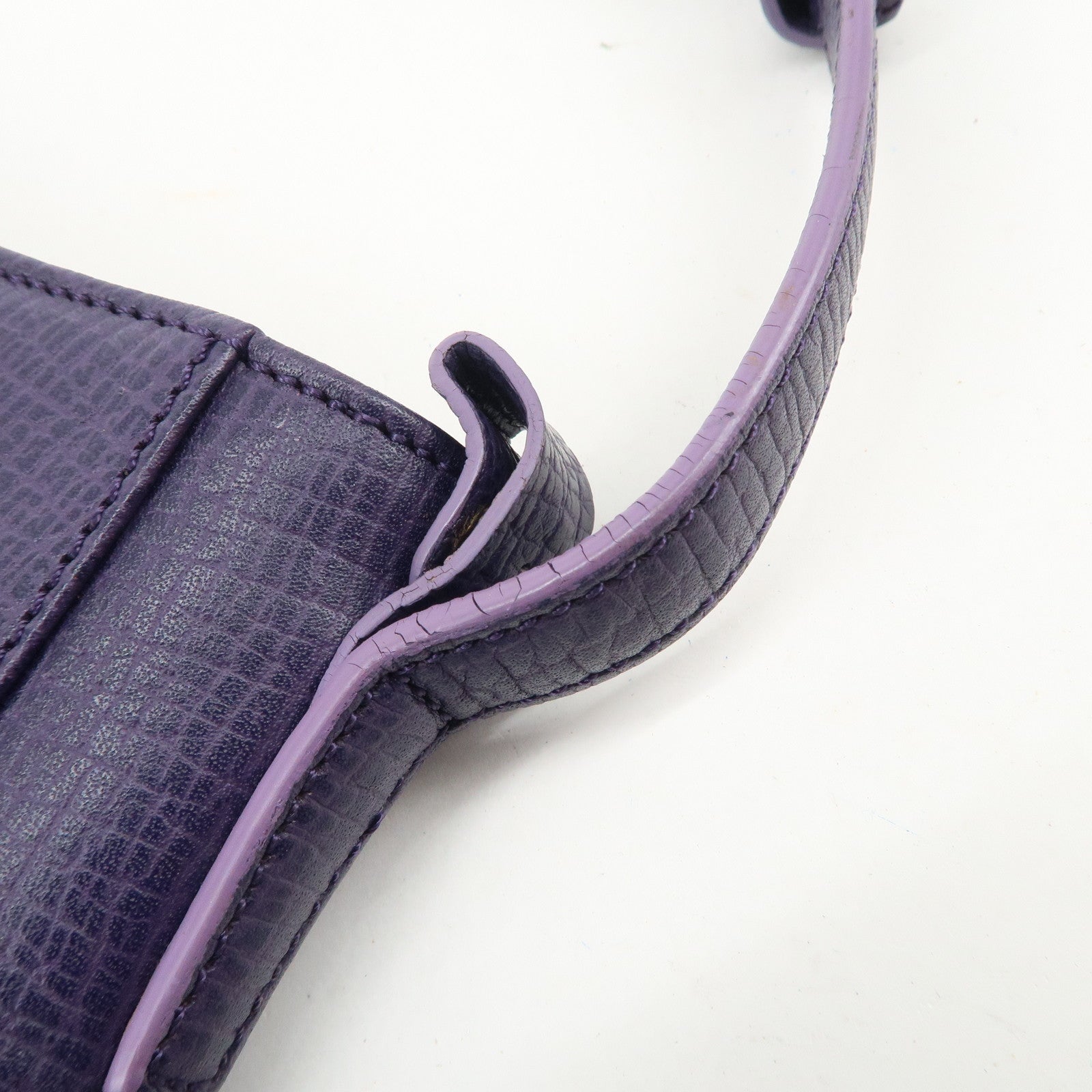 LOEWE Leather Shoulder Bag Hand Bag Purple